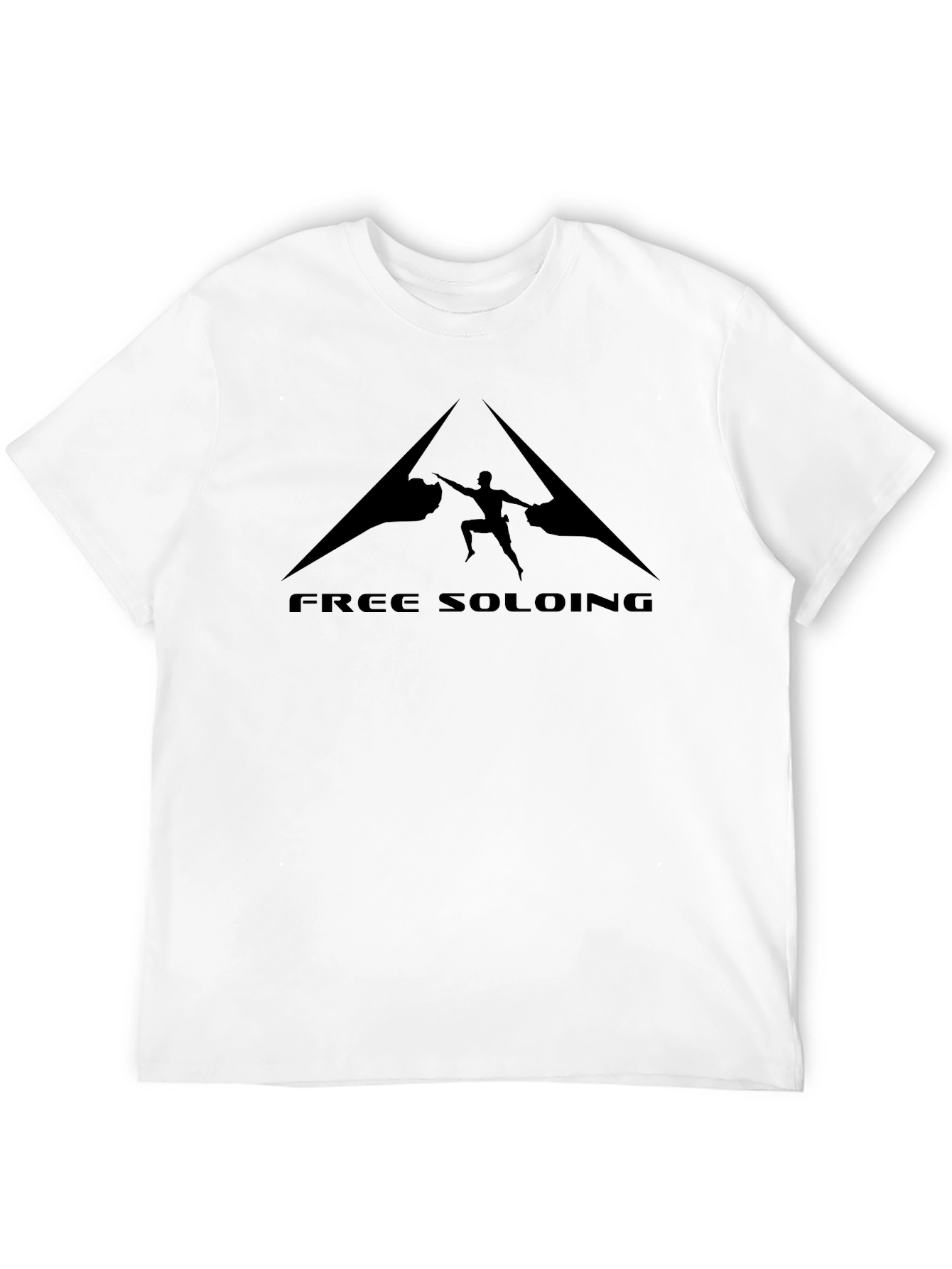 Black Free Soloing Black T-Shirt Climber Design view 12
