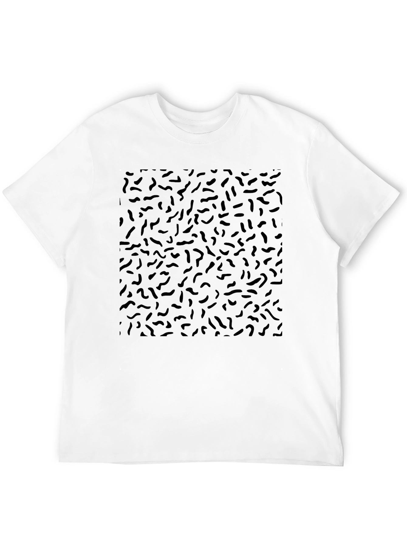 Black Retro Scribble Pattern Black T-Shirt view 12