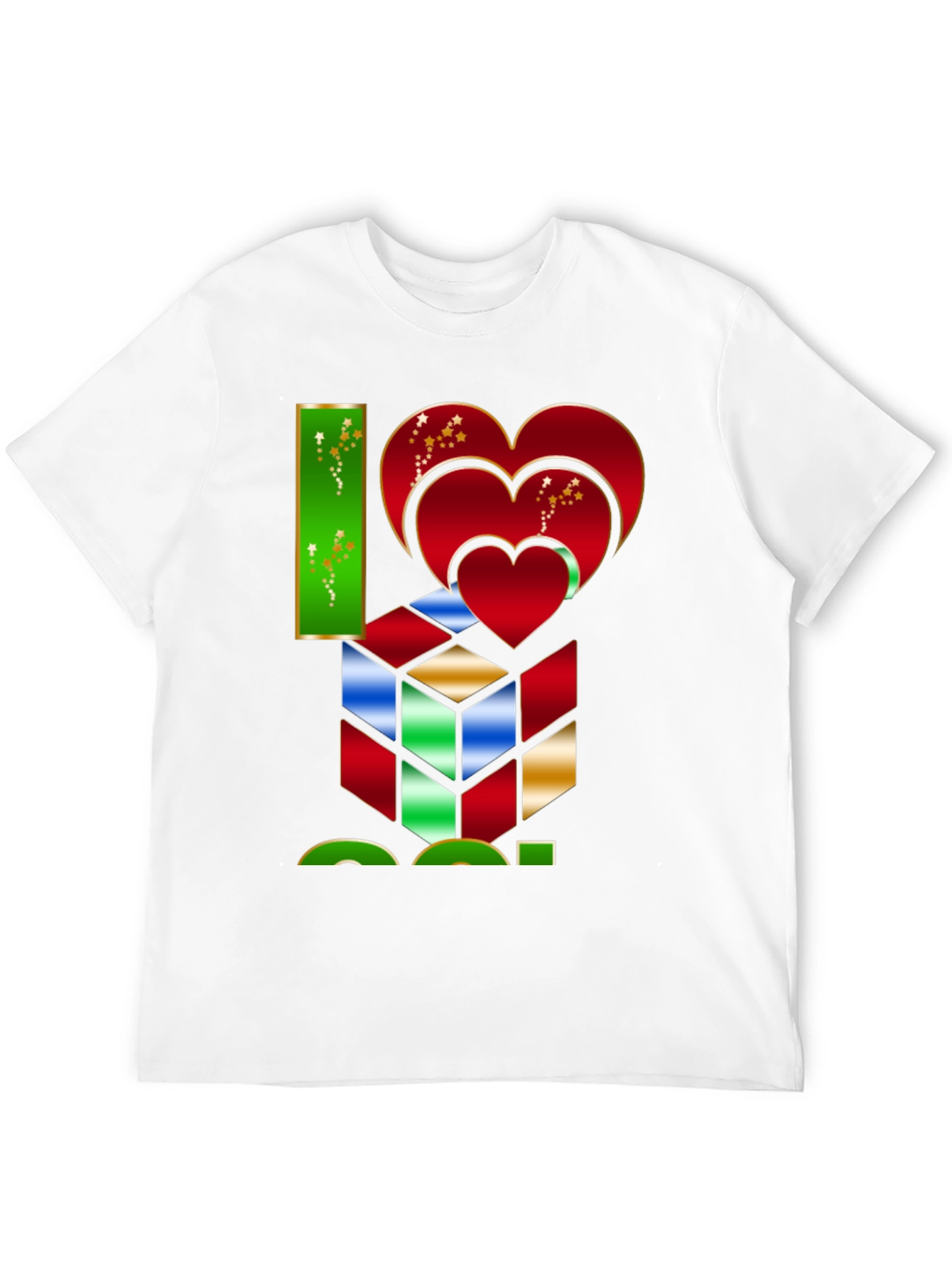 Black I Heart Cube Graphic Tee - Puzzle Lover's Shirt view 12