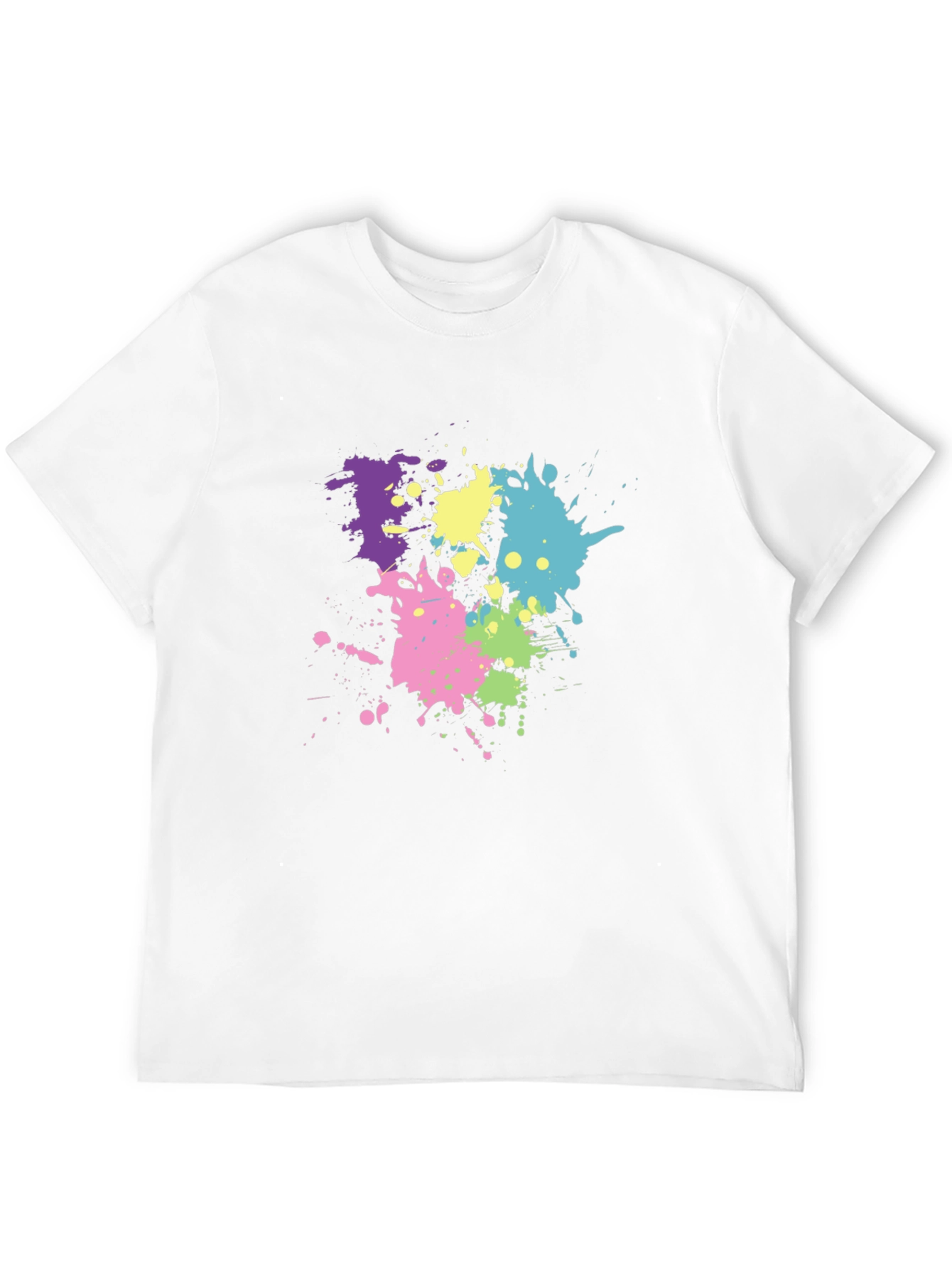 Black Men's Black T-Shirt with Colorful Paint Splatter Design view 12