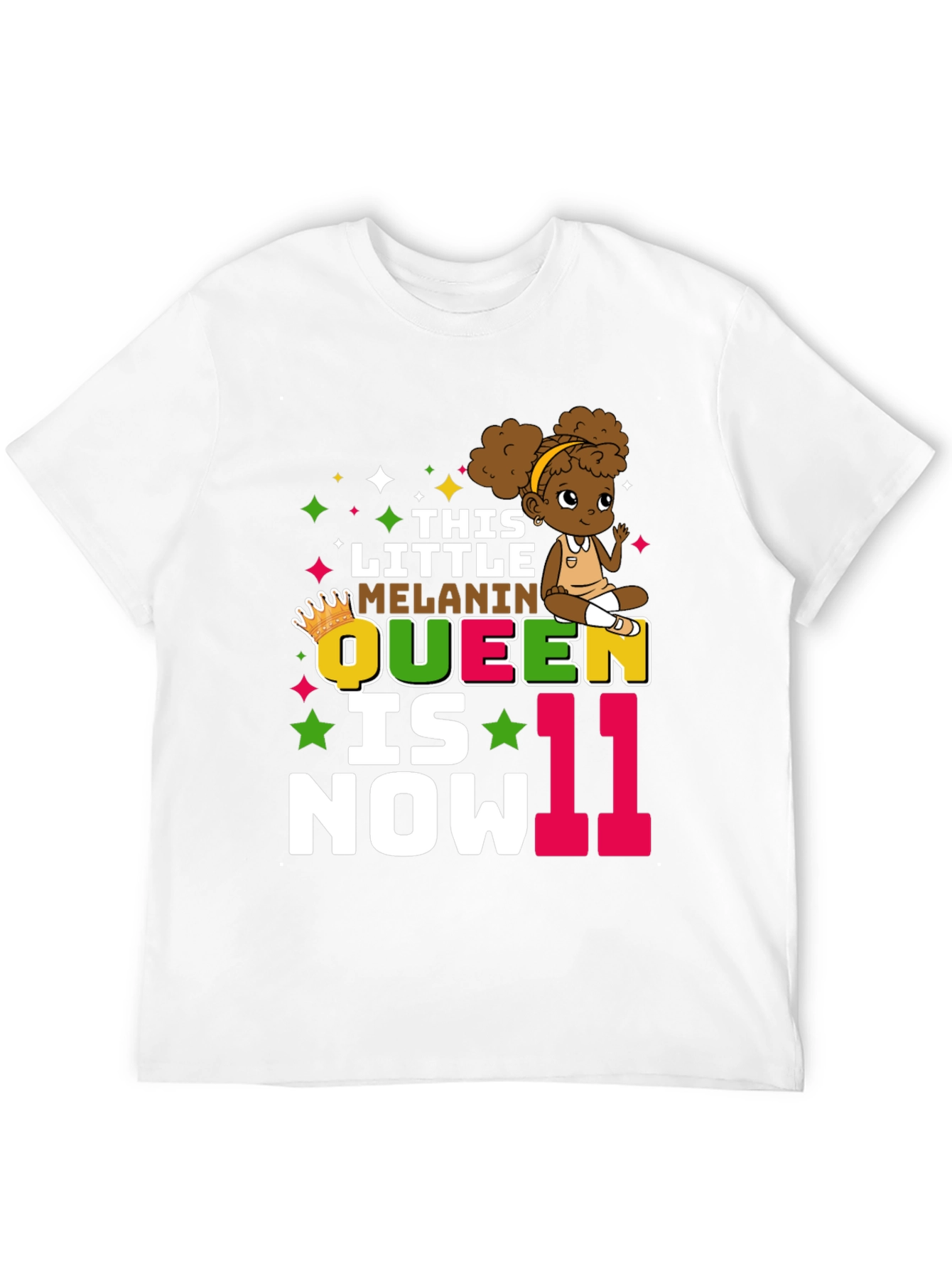 Black Little Melanin Queen 11th Birthday T-Shirt view 12