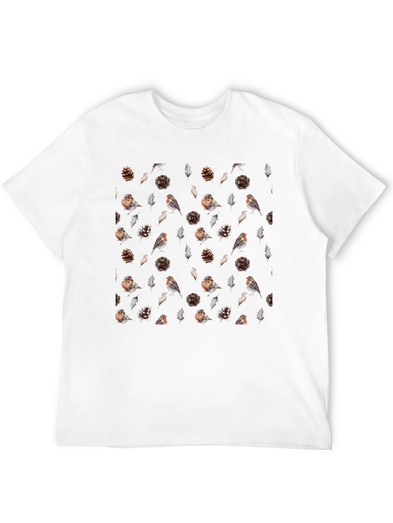 Black Bird & Pinecone Print T-Shirt view 12