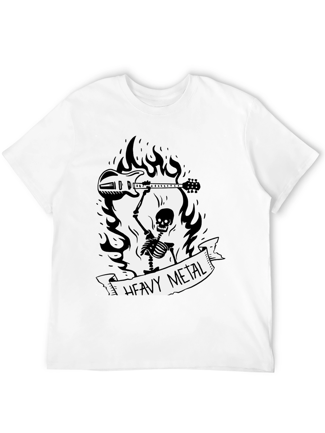 Black Heavy Metal Skeleton Graphic Tee view 12