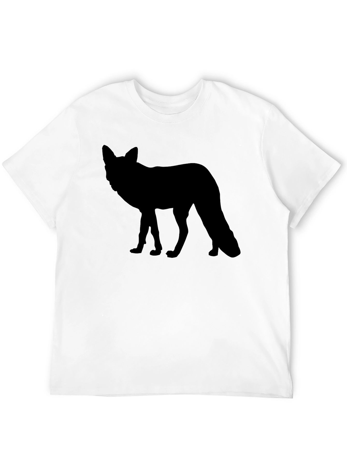 Black Men's Black T-Shirt - Fox Silhouette view 12