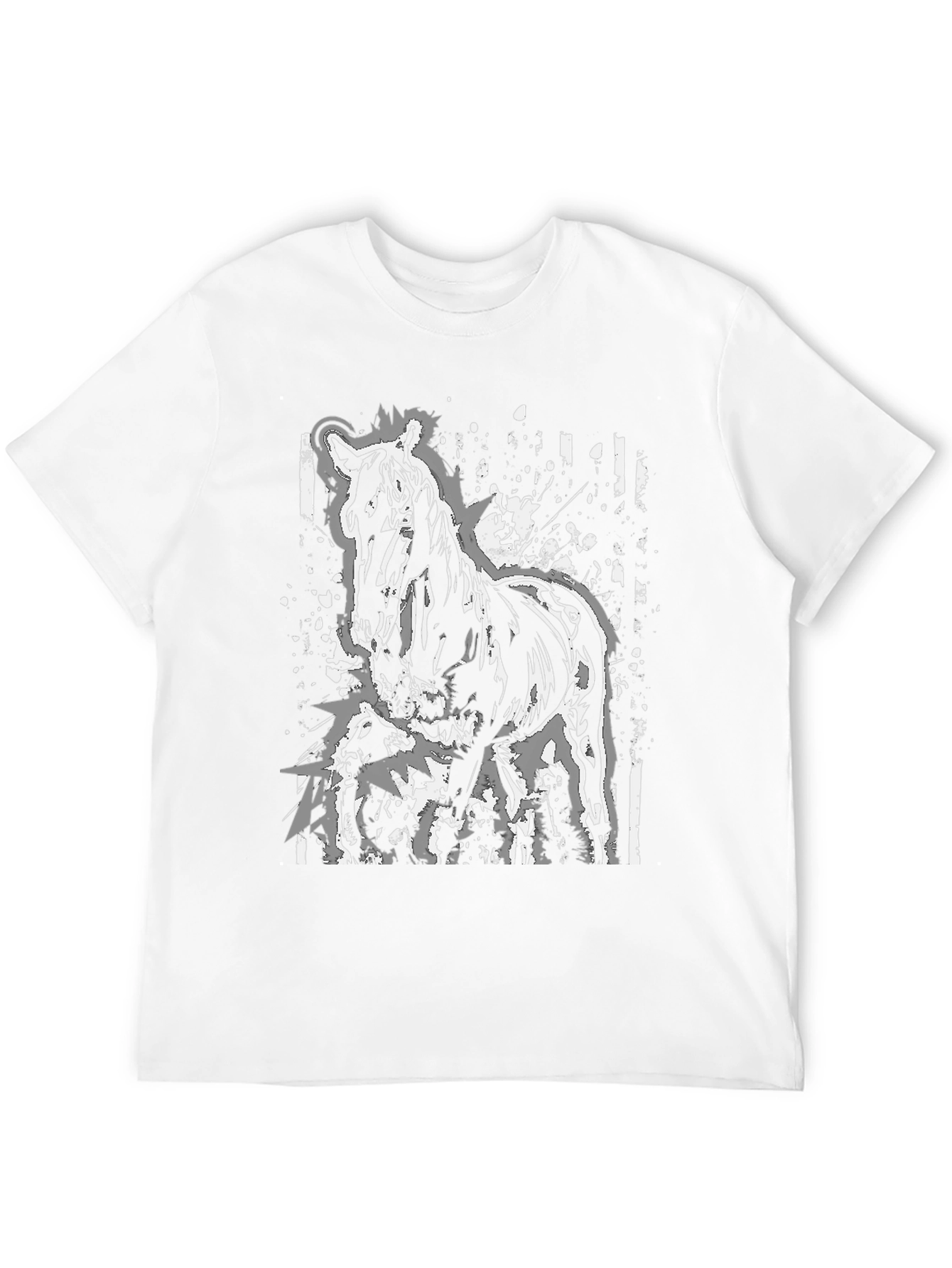Black Horse Graphic Print Tee - Black Cotton Casual Shirt view 12