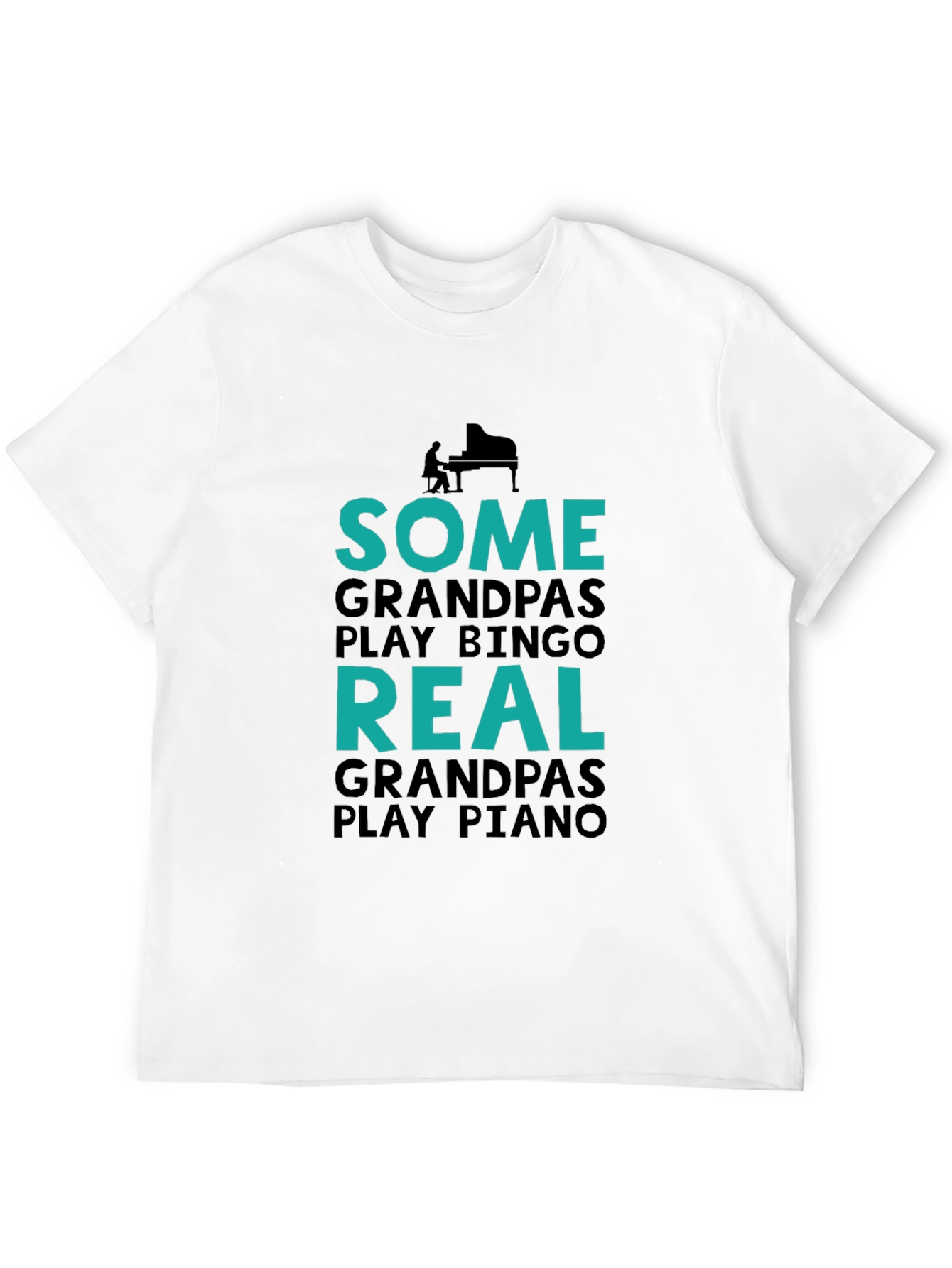 Black Real Grandpas Play Piano Graphic Tee view 12