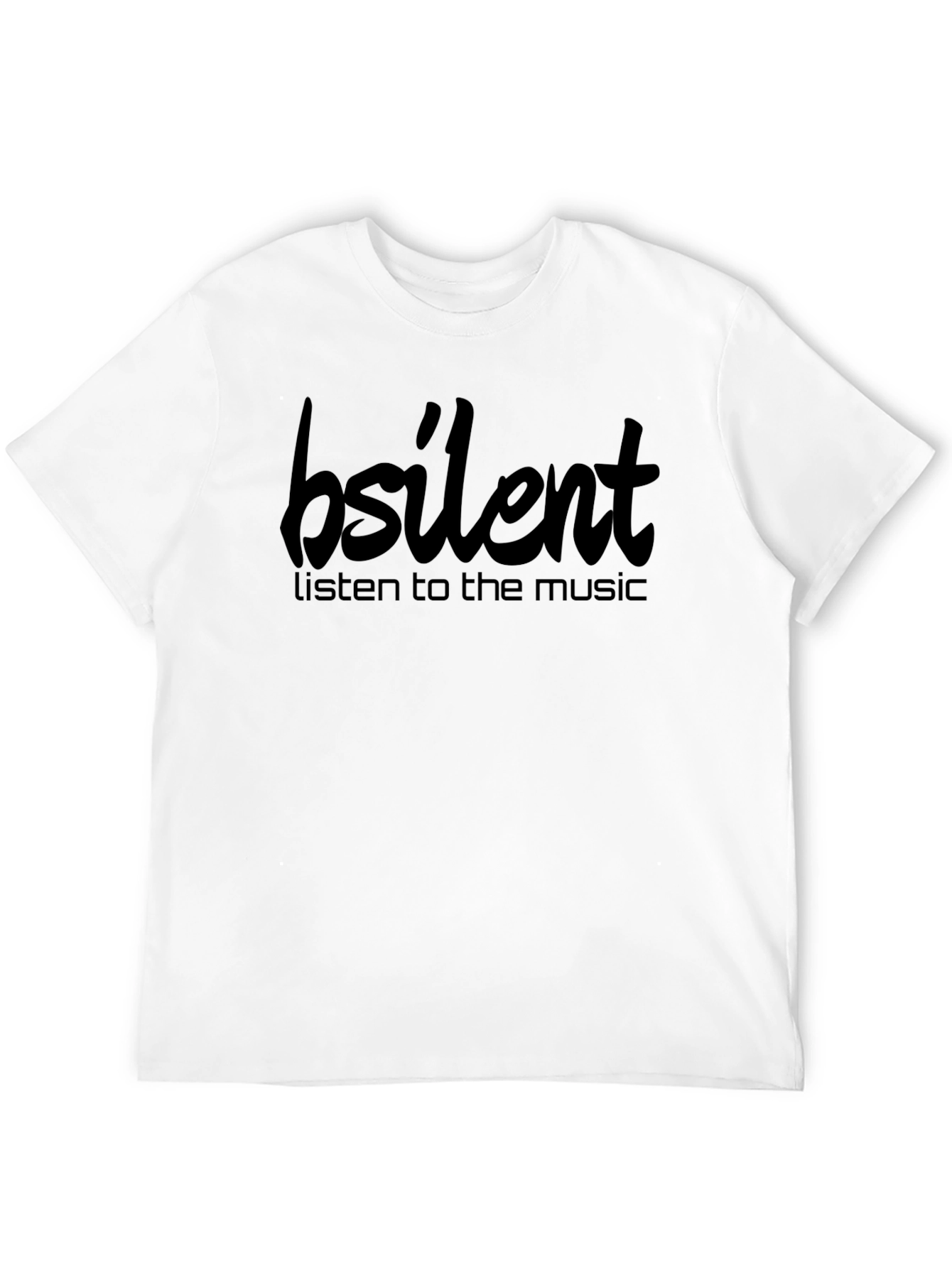 Black Bsilent Listen to the Music Graphic T-Shirt view 12