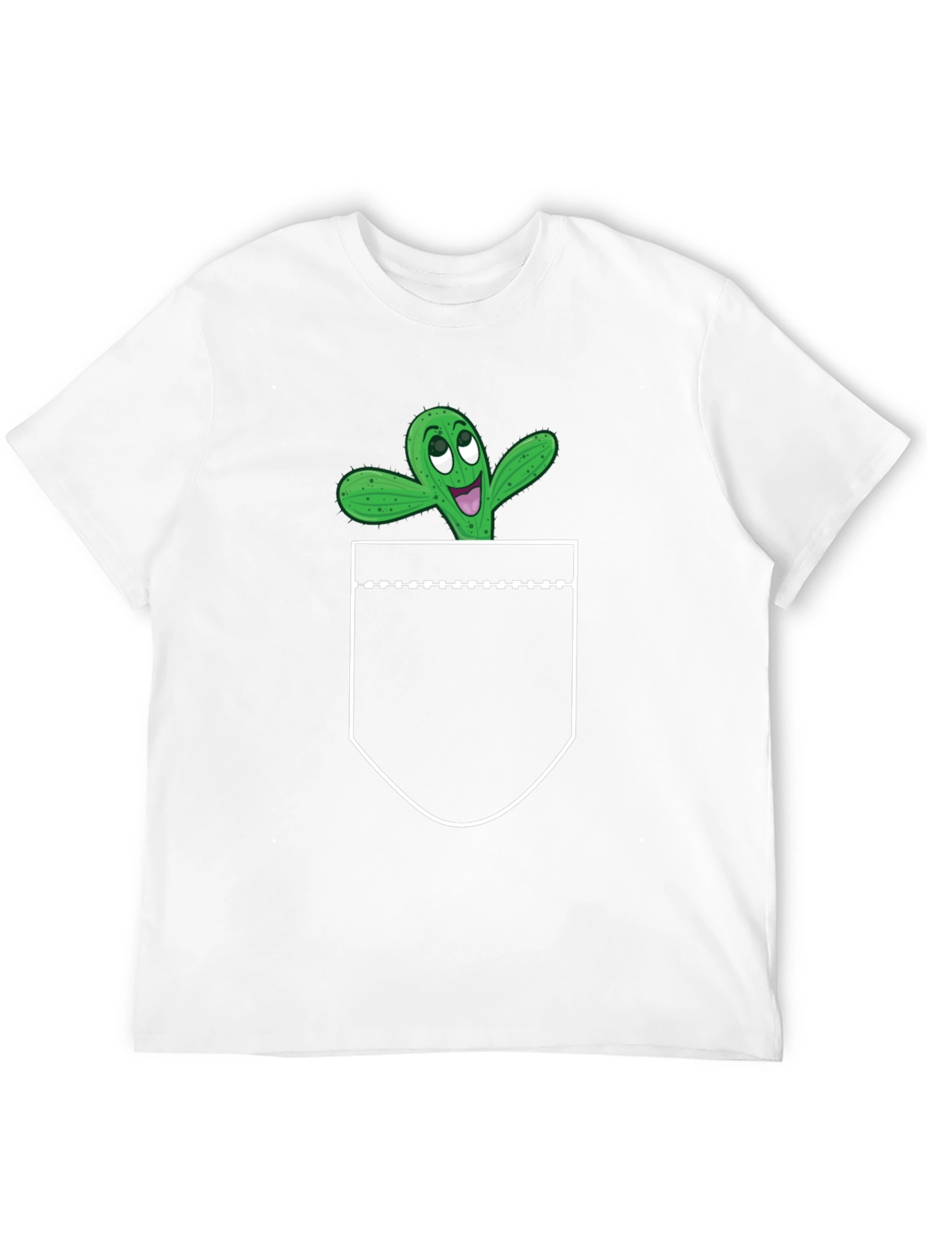 Black Cactus Pocket Graphic Tee - Fun Novelty T-Shirt view 12
