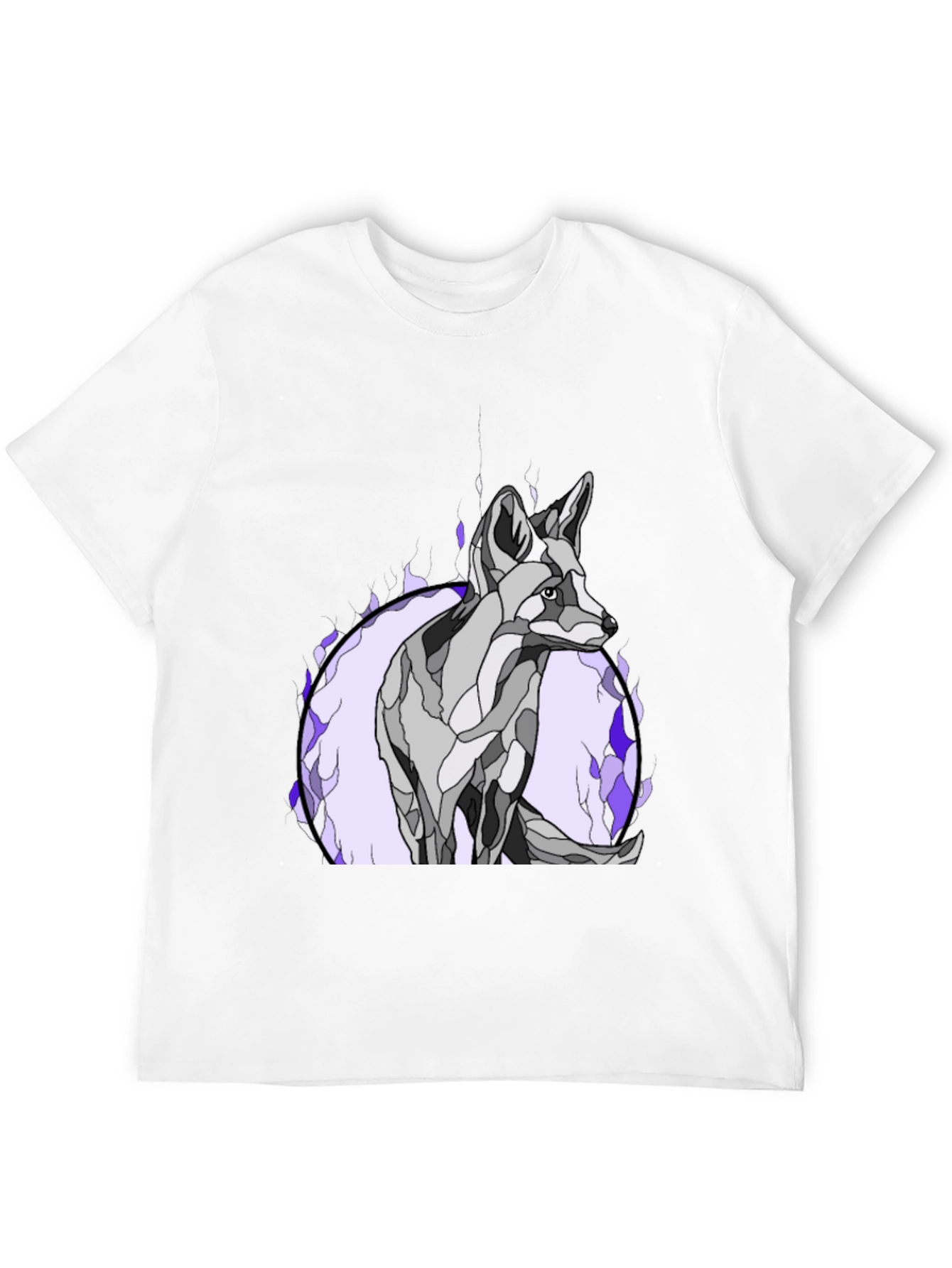 Black Abstract Wolf Graphic Tee - Black Cotton Blend view 12