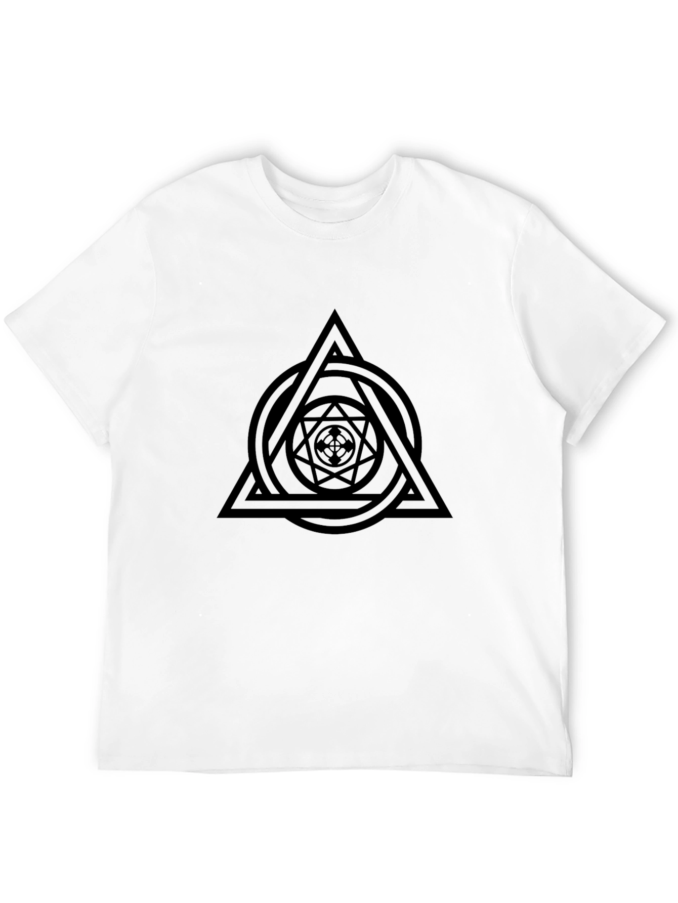 Black Geometric Triangle Graphic Black T-Shirt view 12