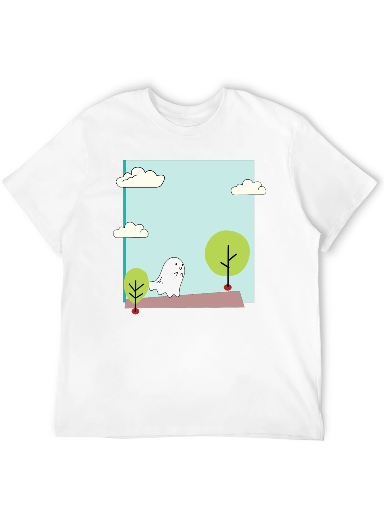 Black Cute Cartoon Ghost T-Shirt view 12