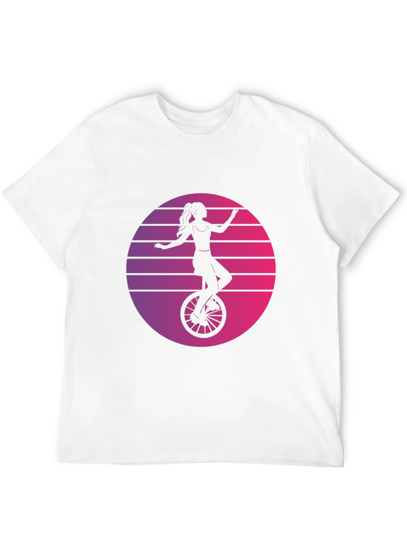 Black Retro Unicycle Woman T-Shirt - Black view 12