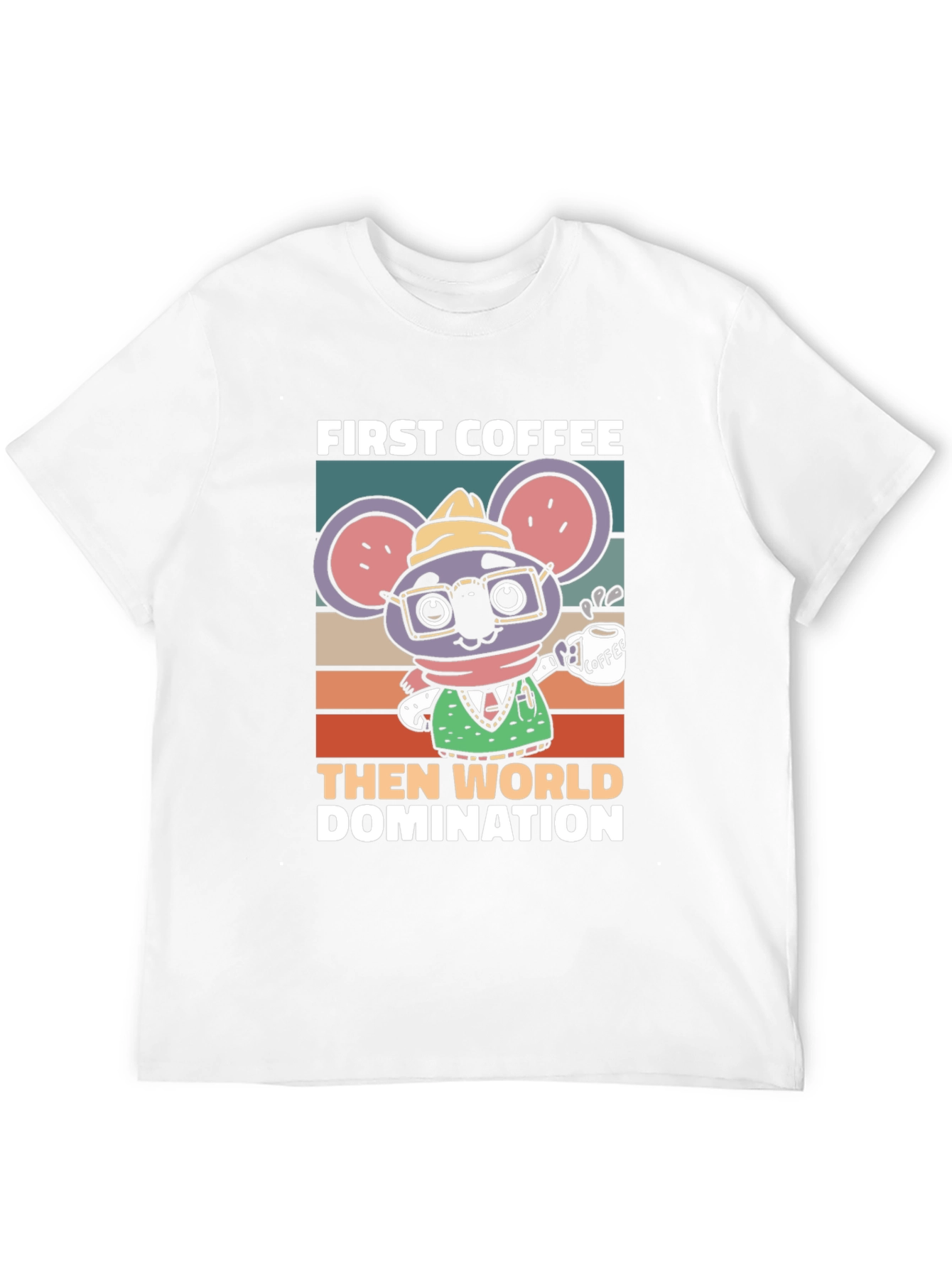 Black First Coffee Then World Domination T-Shirt view 12