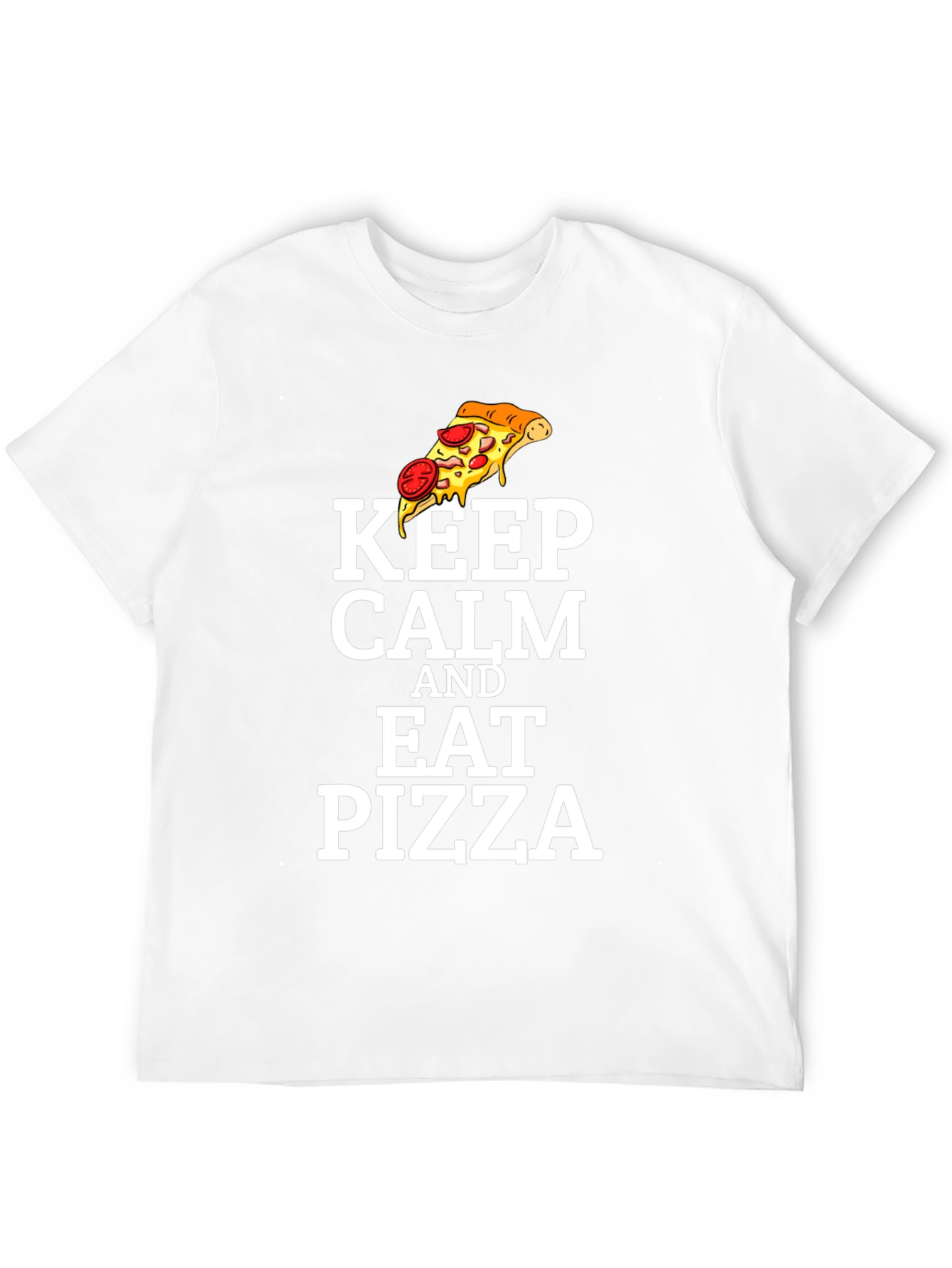 Black Keep Calm and Eat Pizza Graphic T-Shirt view 12