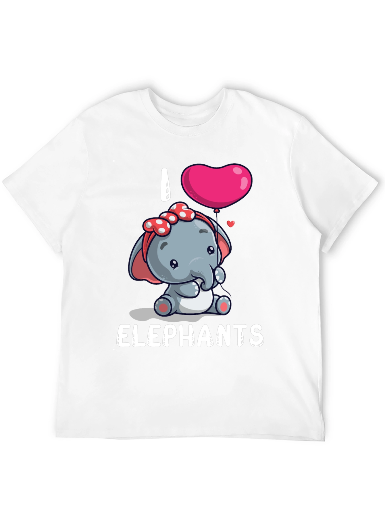 Black I Love Elephants Cartoon T-Shirt view 12