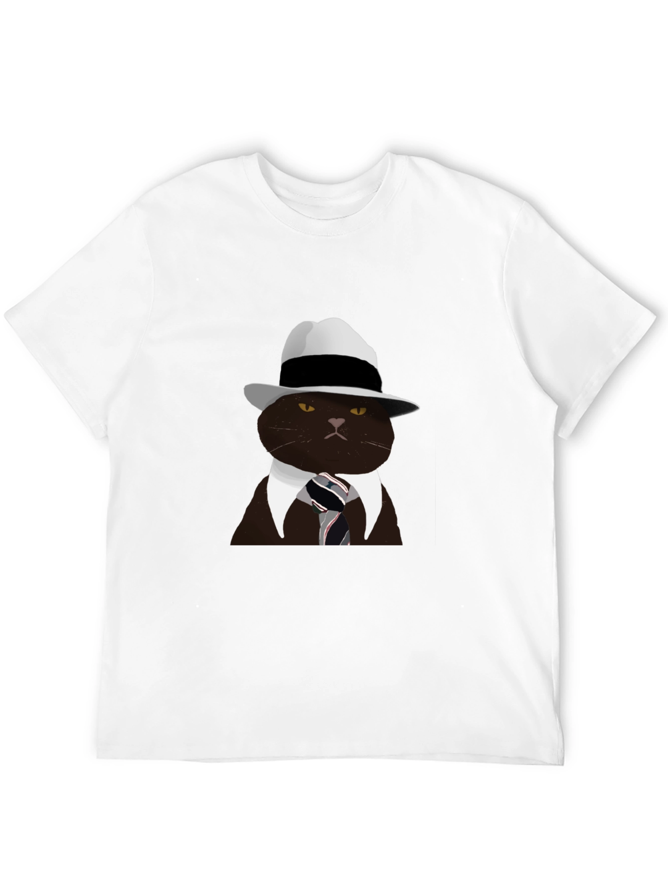 Black Cool Cat Fedora T-Shirt - Black view 12