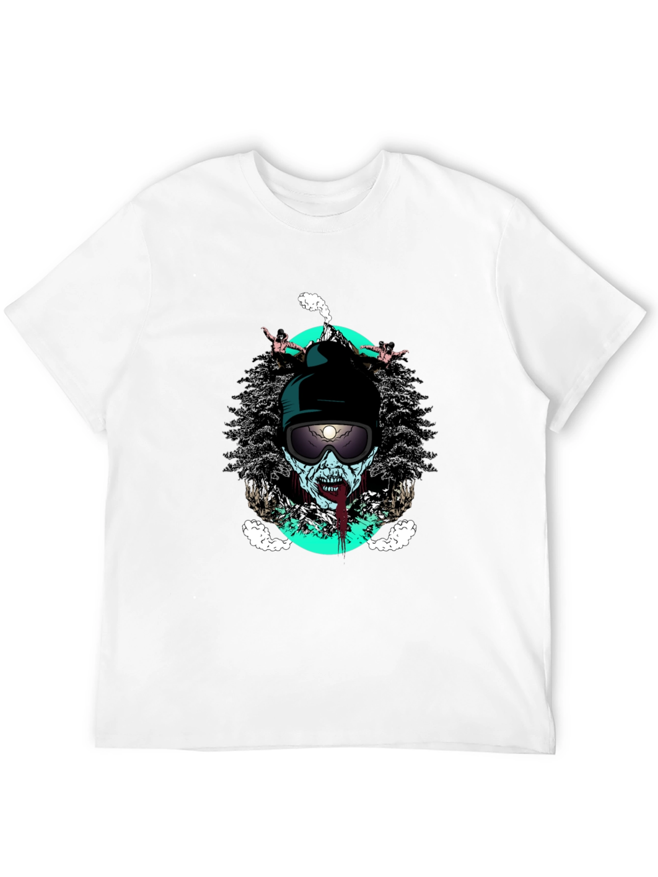 Black Zombie Skier Graphic Tee - Black Cotton T-Shirt view 12