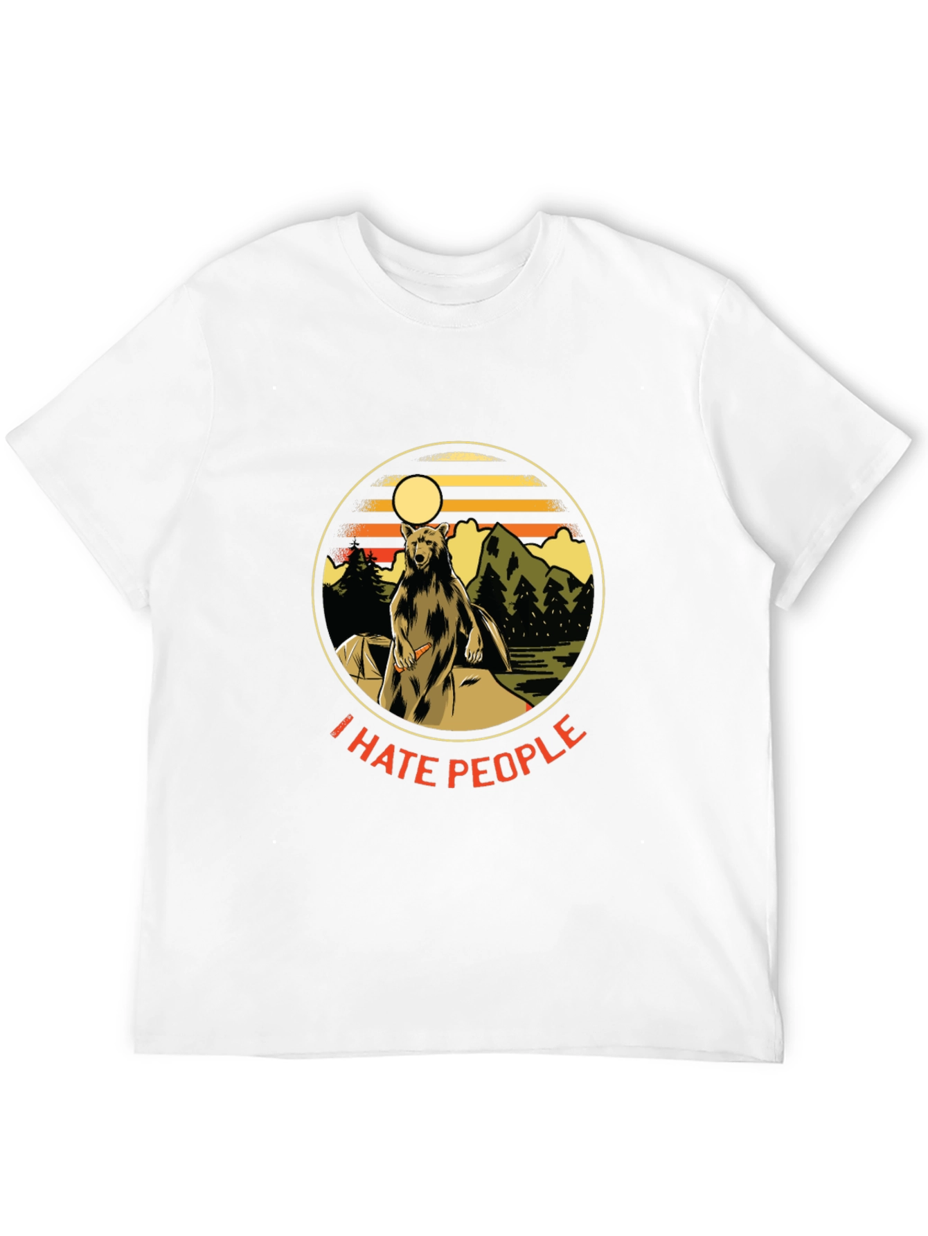 Black I Hate People Bear T-Shirt - Camping Nature Tee view 12