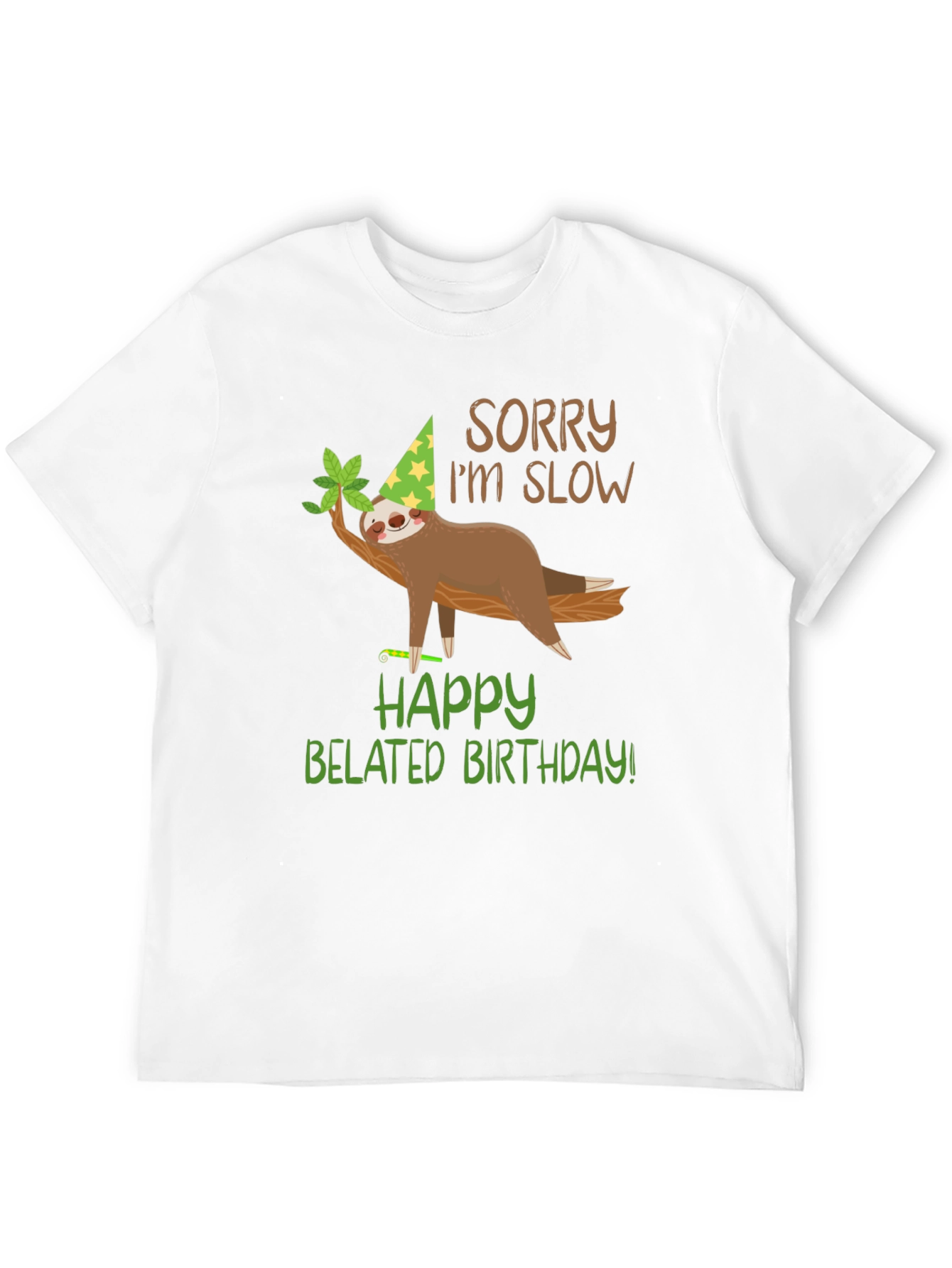 Black Funny Belated Birthday Sloth T-Shirt view 12