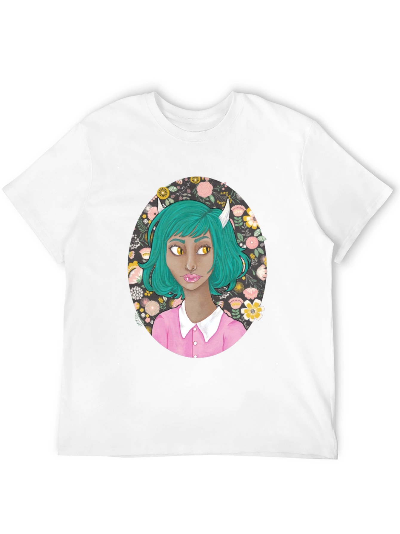 Black Floral Demon Girl Graphic T-Shirt view 12