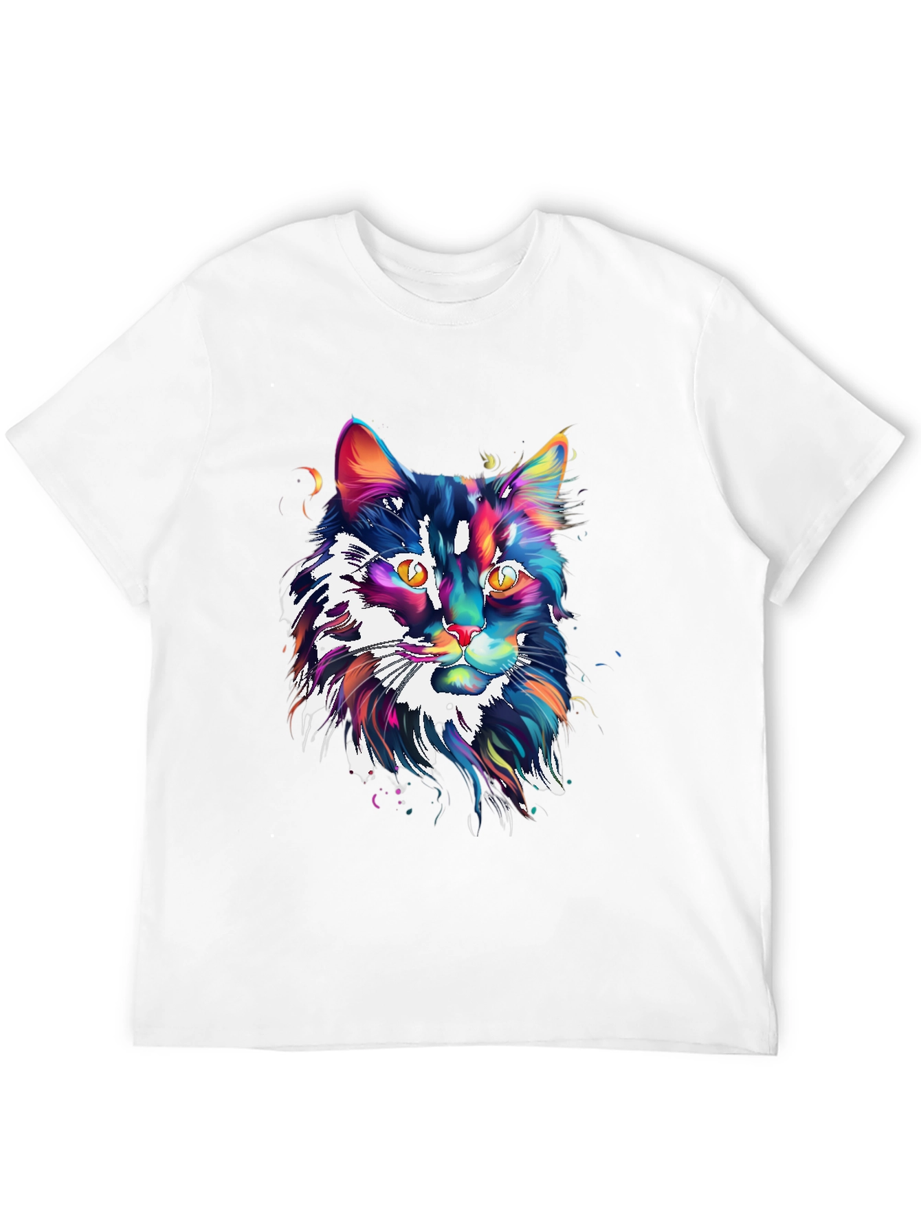 Black Colorful Cat Graphic Black T-Shirt view 12