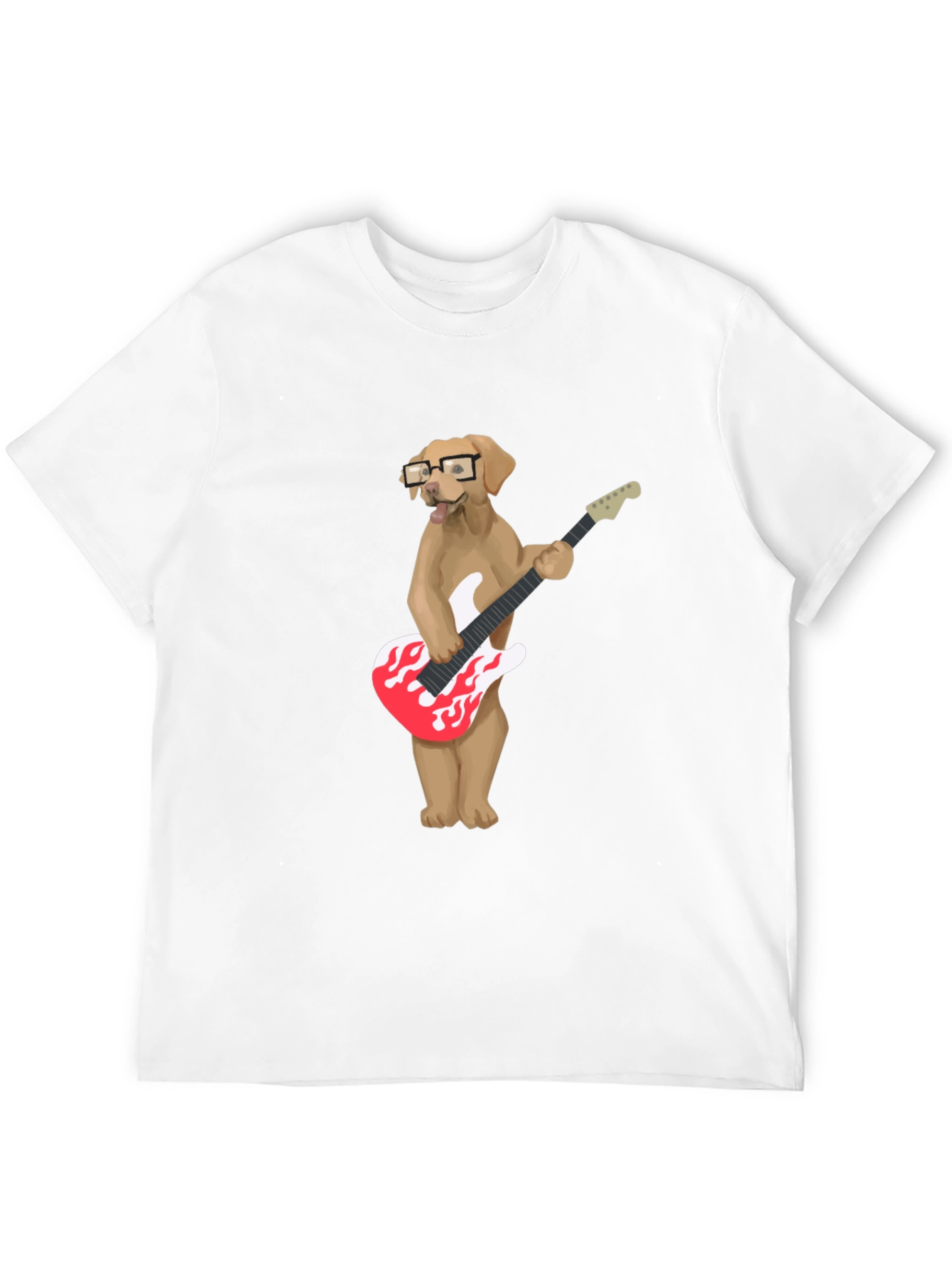 Black Cool Dog Guitar Player Graphic T-Shirt view 12