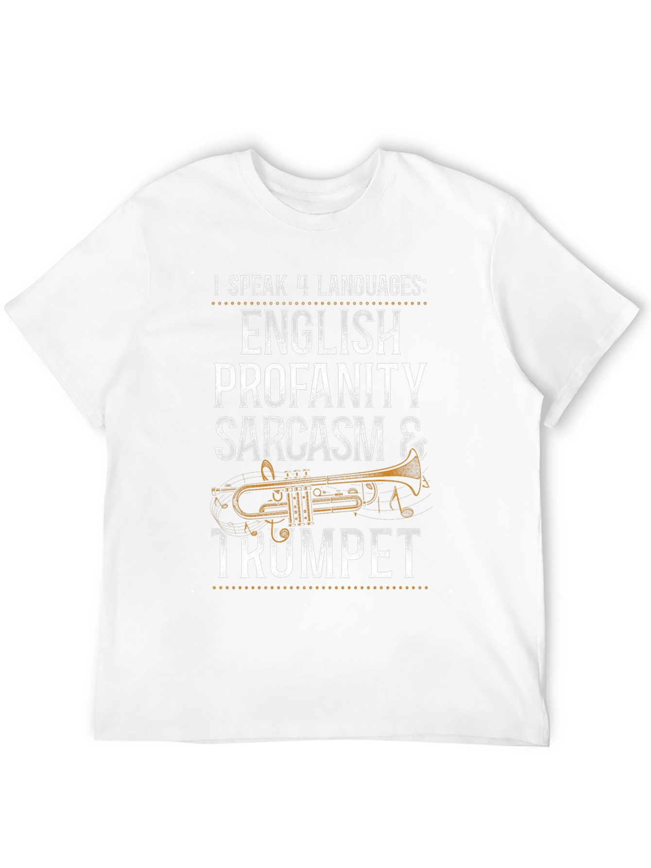 Black I Speak 4 Languages: Trumpet T-Shirt view 12