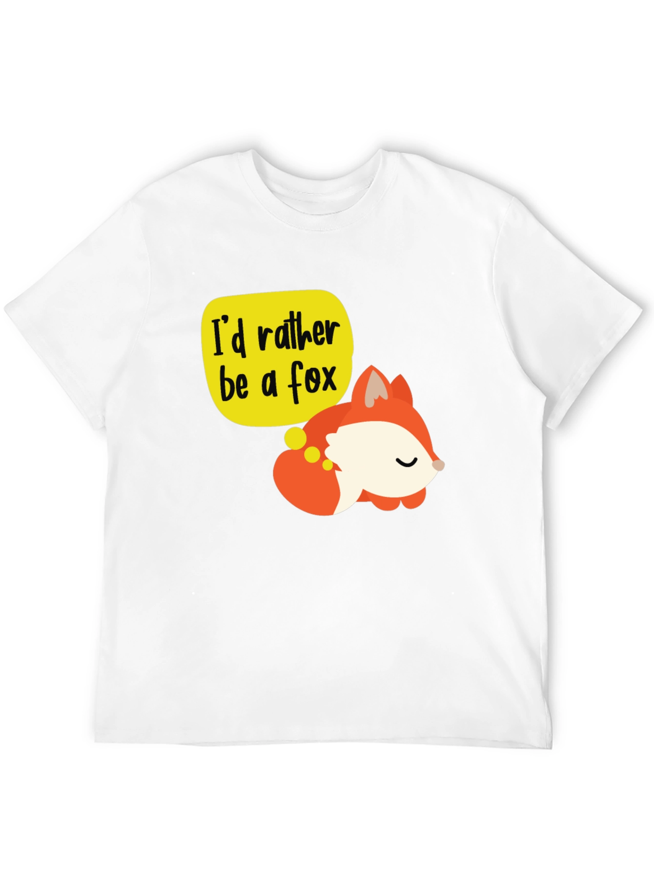 Black Cute Fox T-Shirt - I'd Rather Be a Fox Graphic Tee view 12
