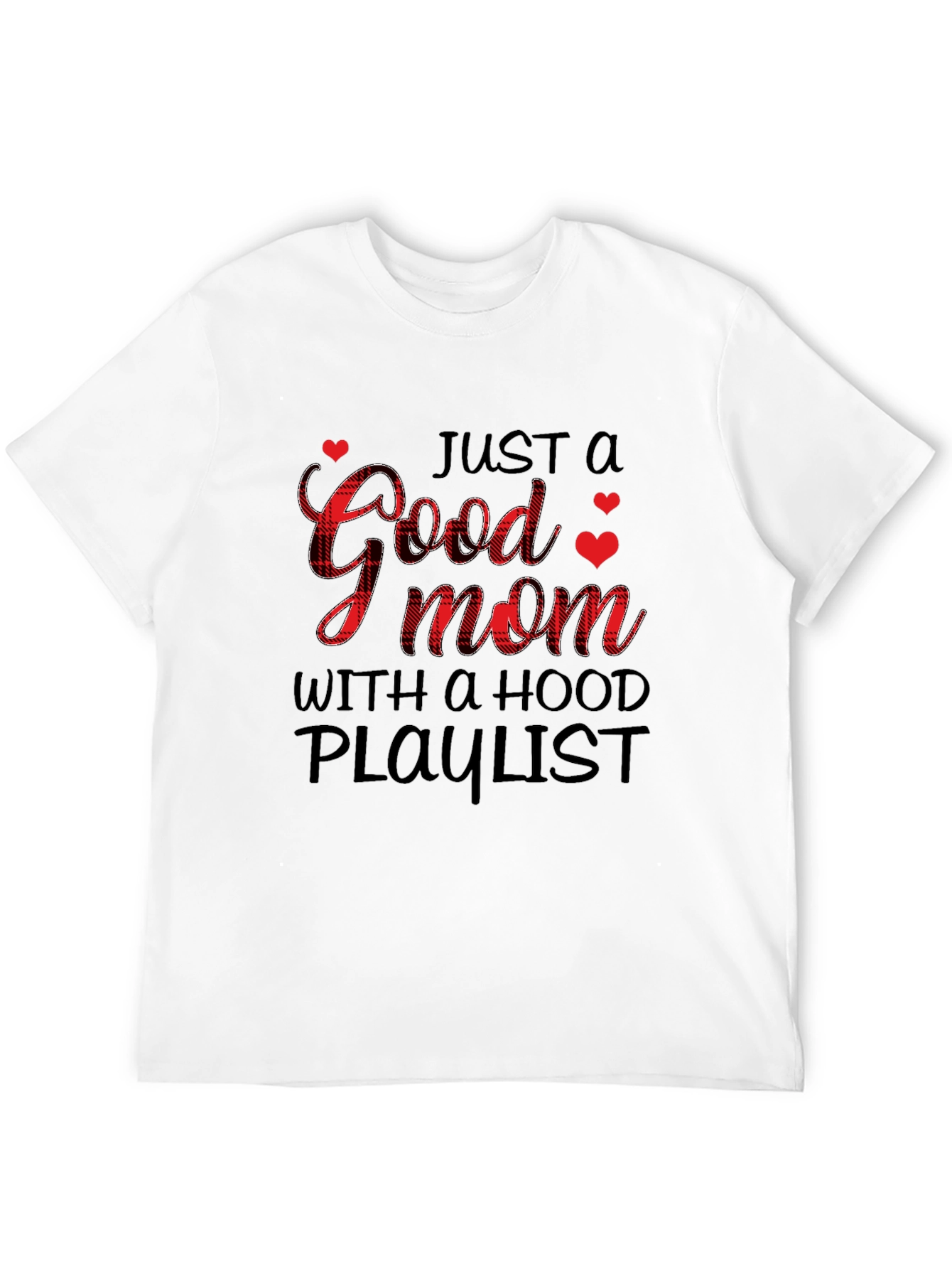 Black Good Mom With A Hood Playlist Graphic T-Shirt view 12