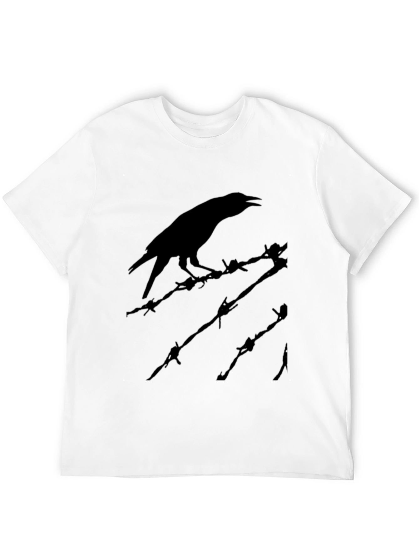 Black Raven on Barbed Wire T-Shirt - Edgy Graphic Tee view 12