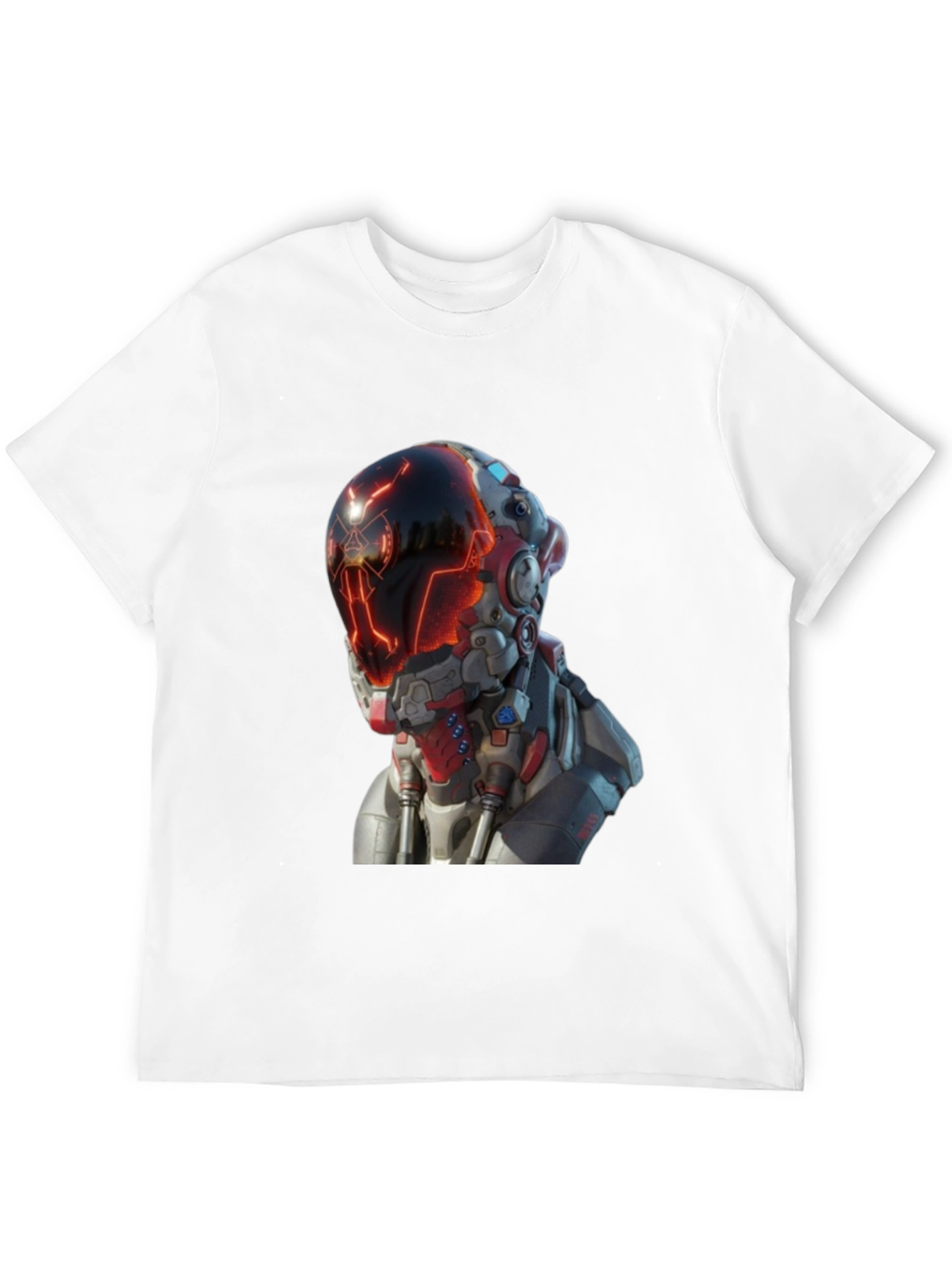 Black Sci-Fi Robot Head Graphic T-Shirt view 12