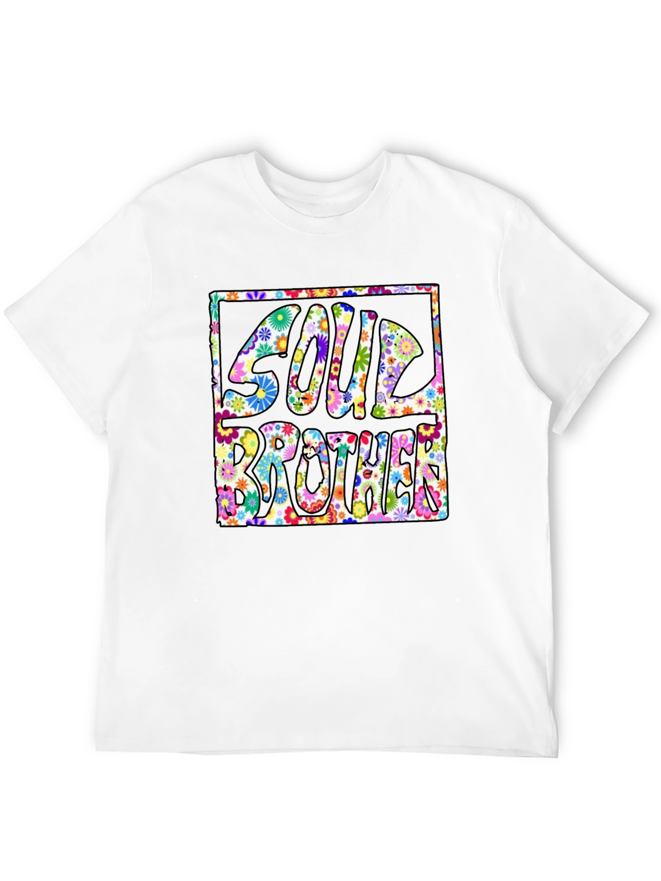 Black Soul Brother Floral Graphic Tee - Retro Style view 12