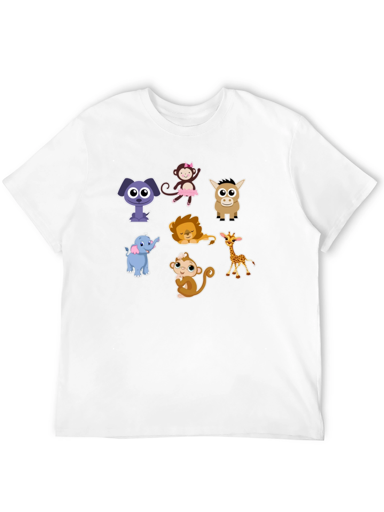 Black Cute Cartoon Animals Graphic Tee view 12