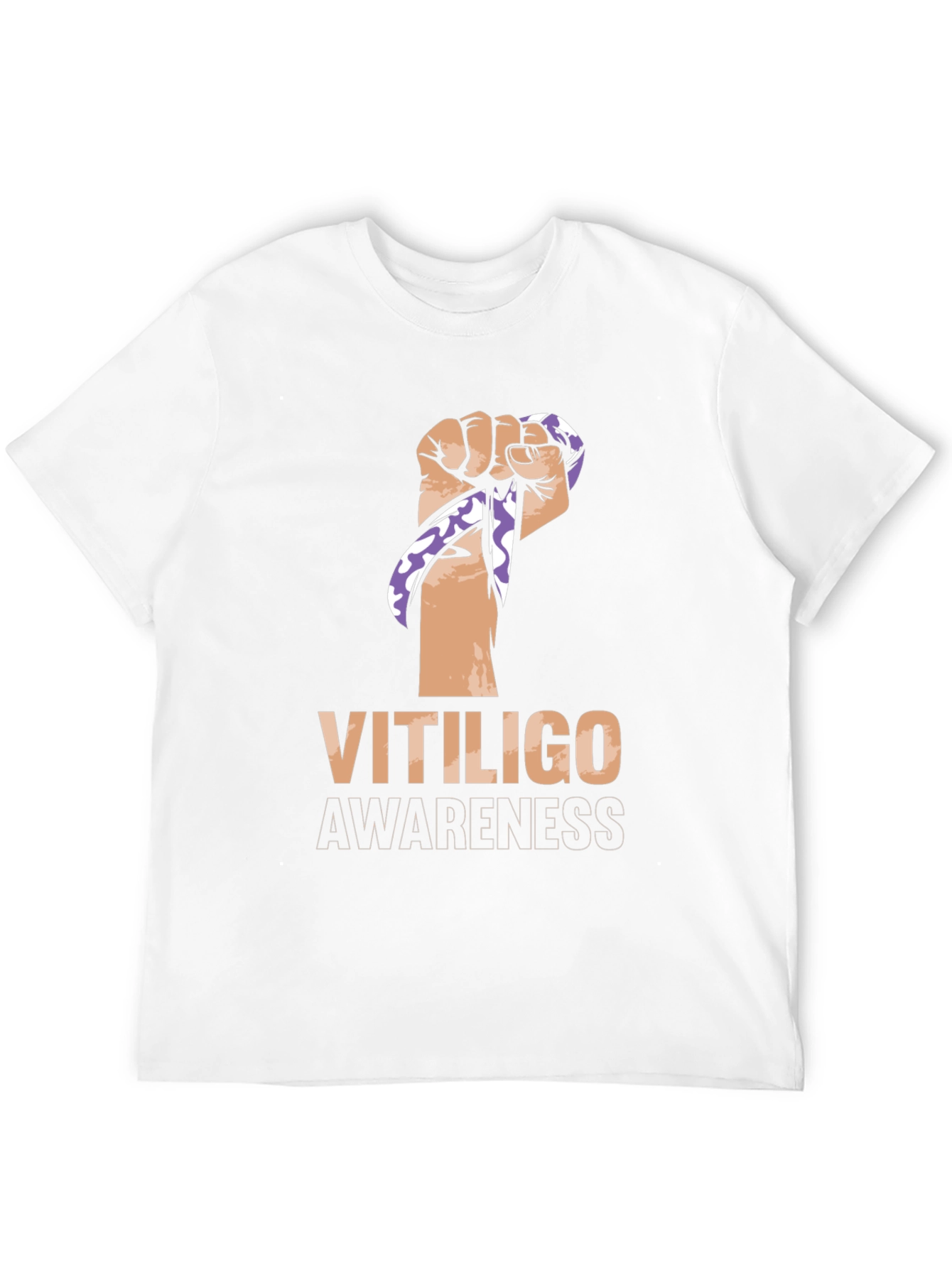 Black Vitiligo Awareness Ribbon Fist Black T-Shirt view 12