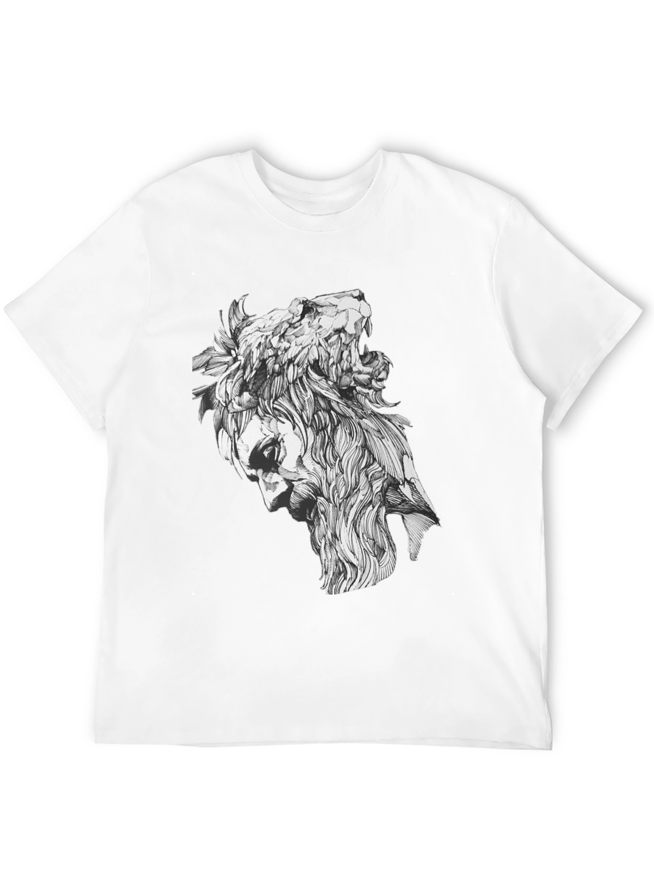 Black Lion Man Graphic Tee - Black Cotton Blend view 12