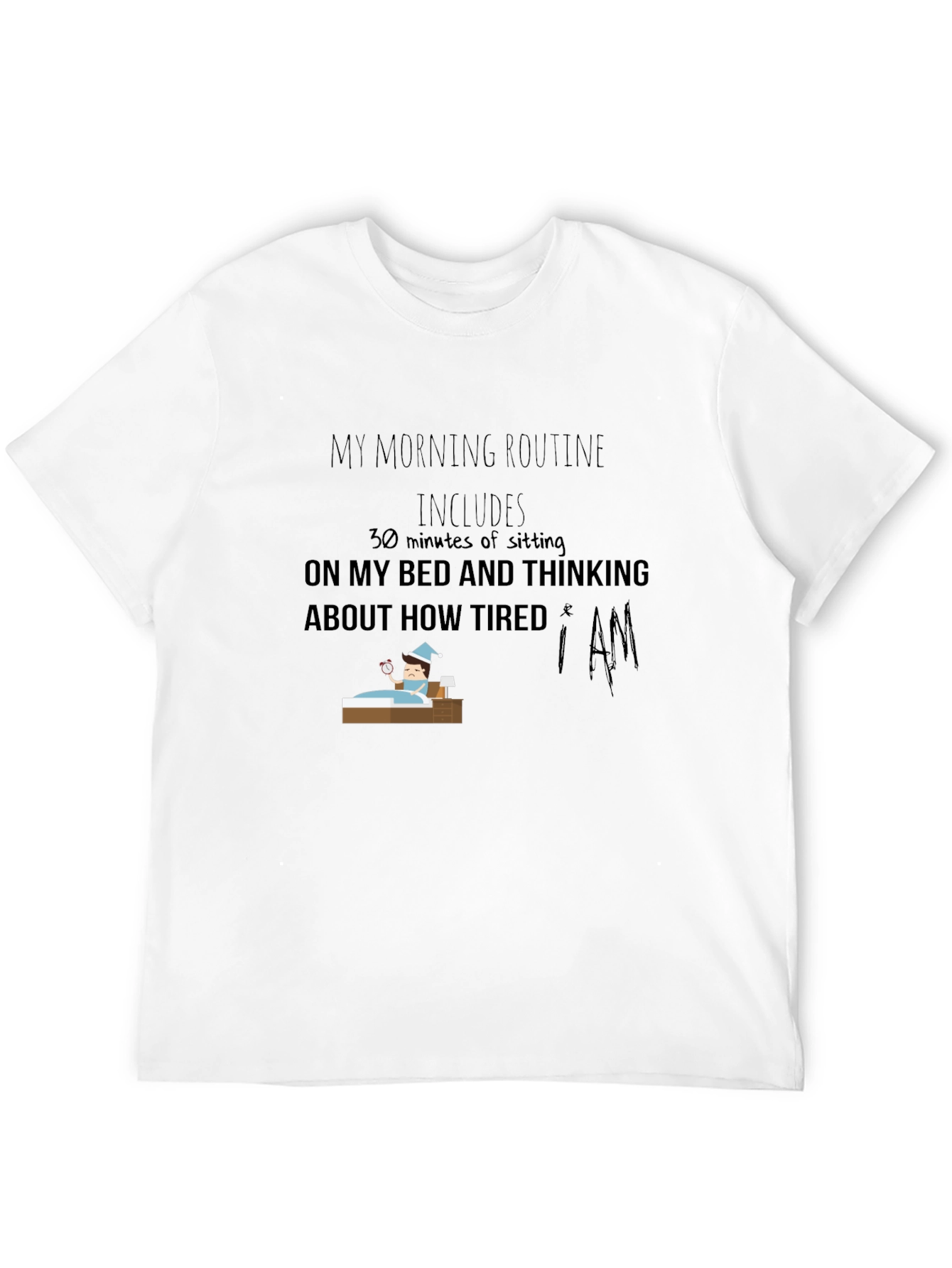 Black Funny Morning Routine Graphic T-Shirt view 12