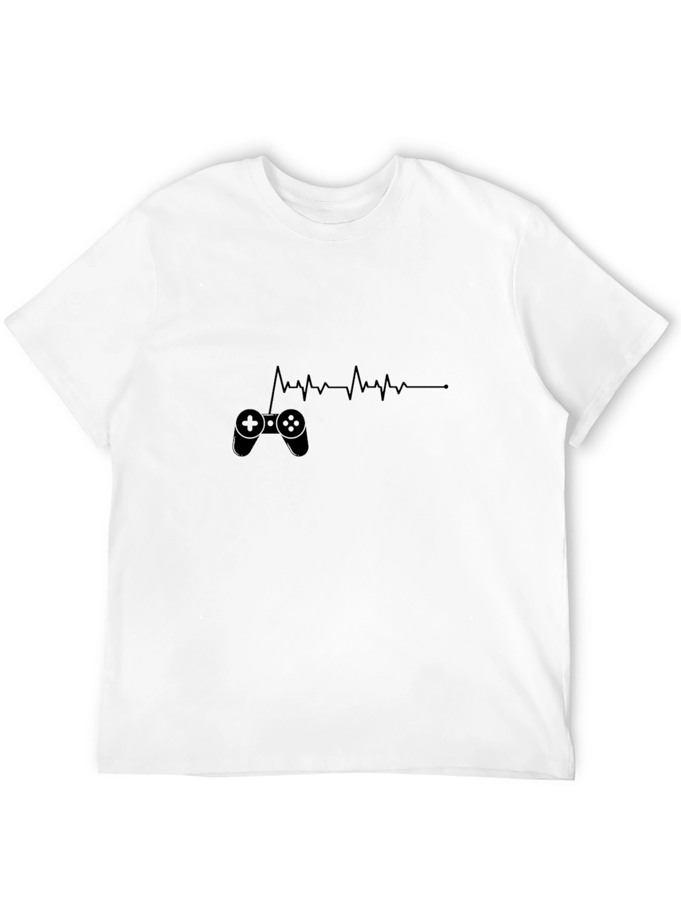 Black Gamer Heartbeat T-Shirt - Black Cotton Tee view 12