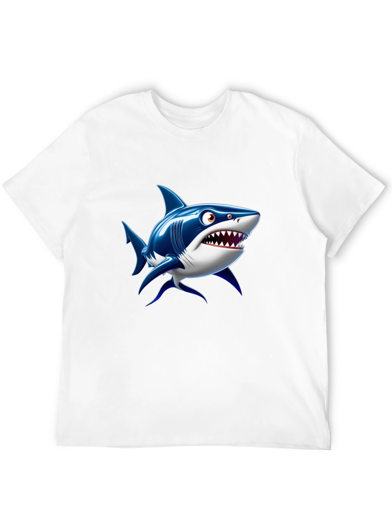 Black Shark Cartoon Graphic Black T-Shirt view 12