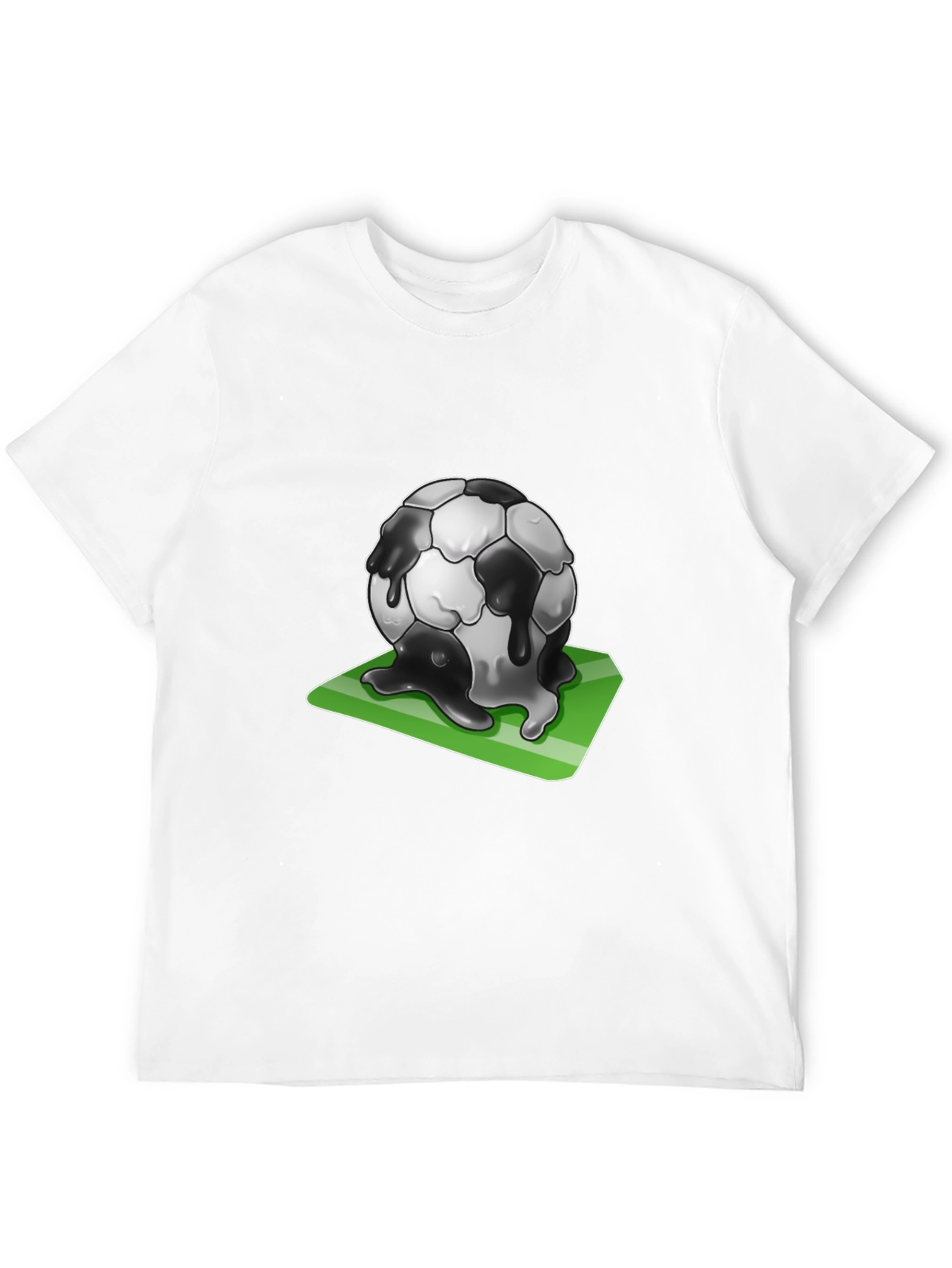Black Melting Soccer Ball Graphic Tee - Black Cotton T-Shirt view 12