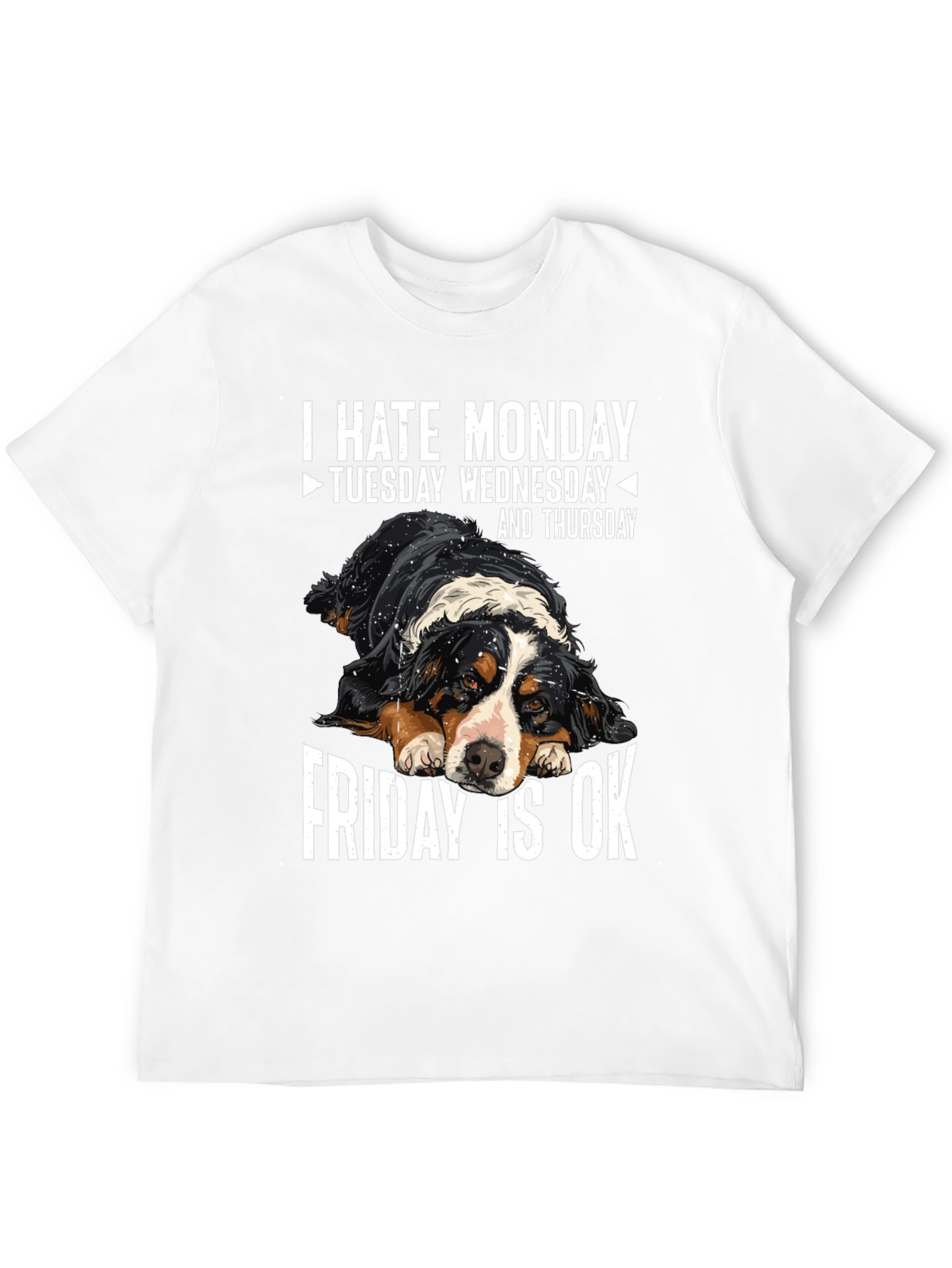 Black Funny Dog Lover T-Shirt: I Hate Monday, Friday is OK view 12