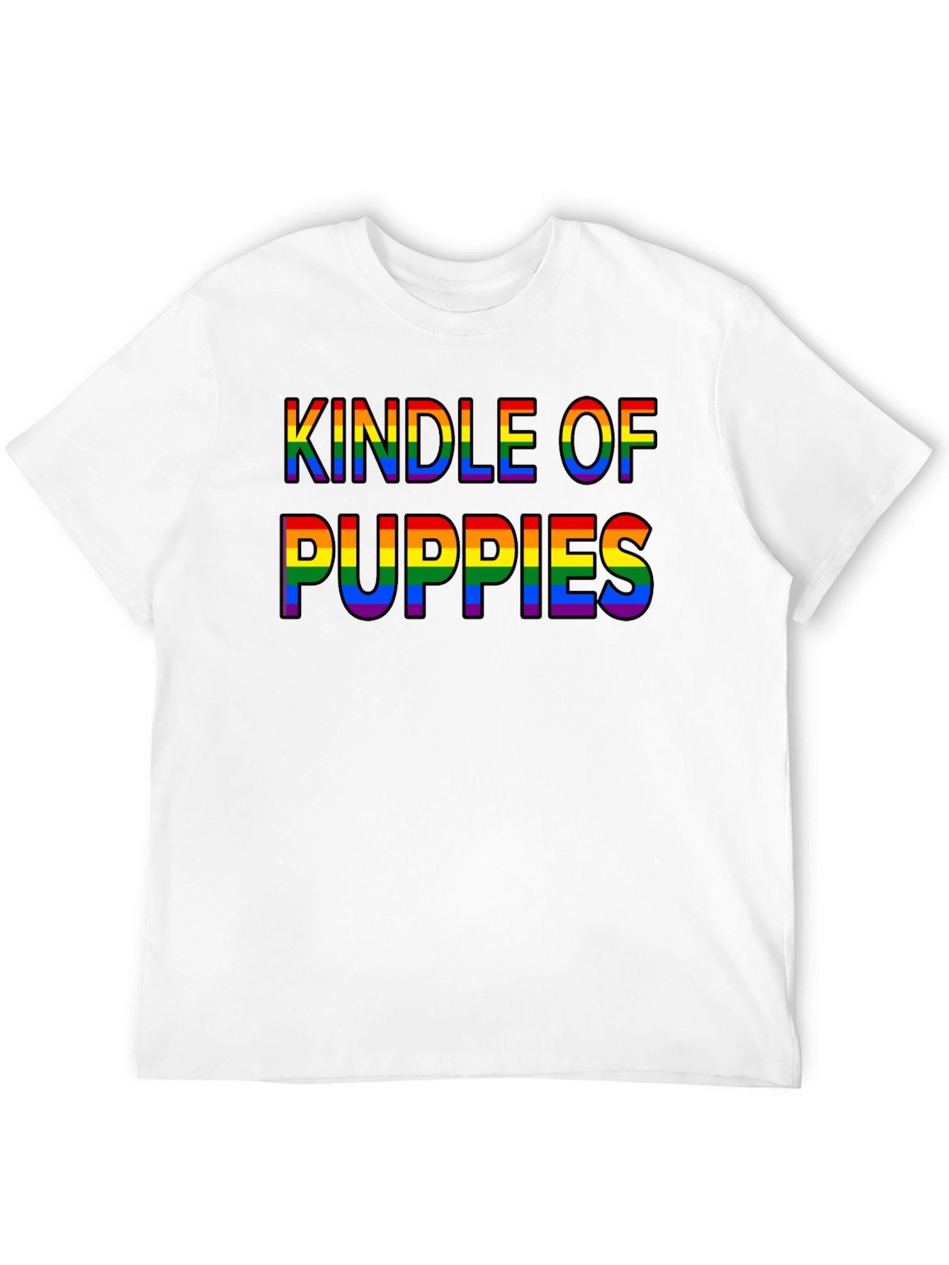 Black Kindle of Puppies Rainbow Text T-Shirt view 12