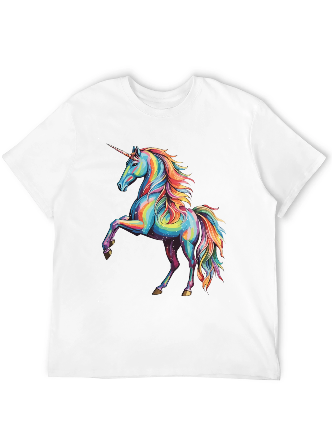 Black Rainbow Unicorn Graphic Print Crew Neck T-Shirt view 12