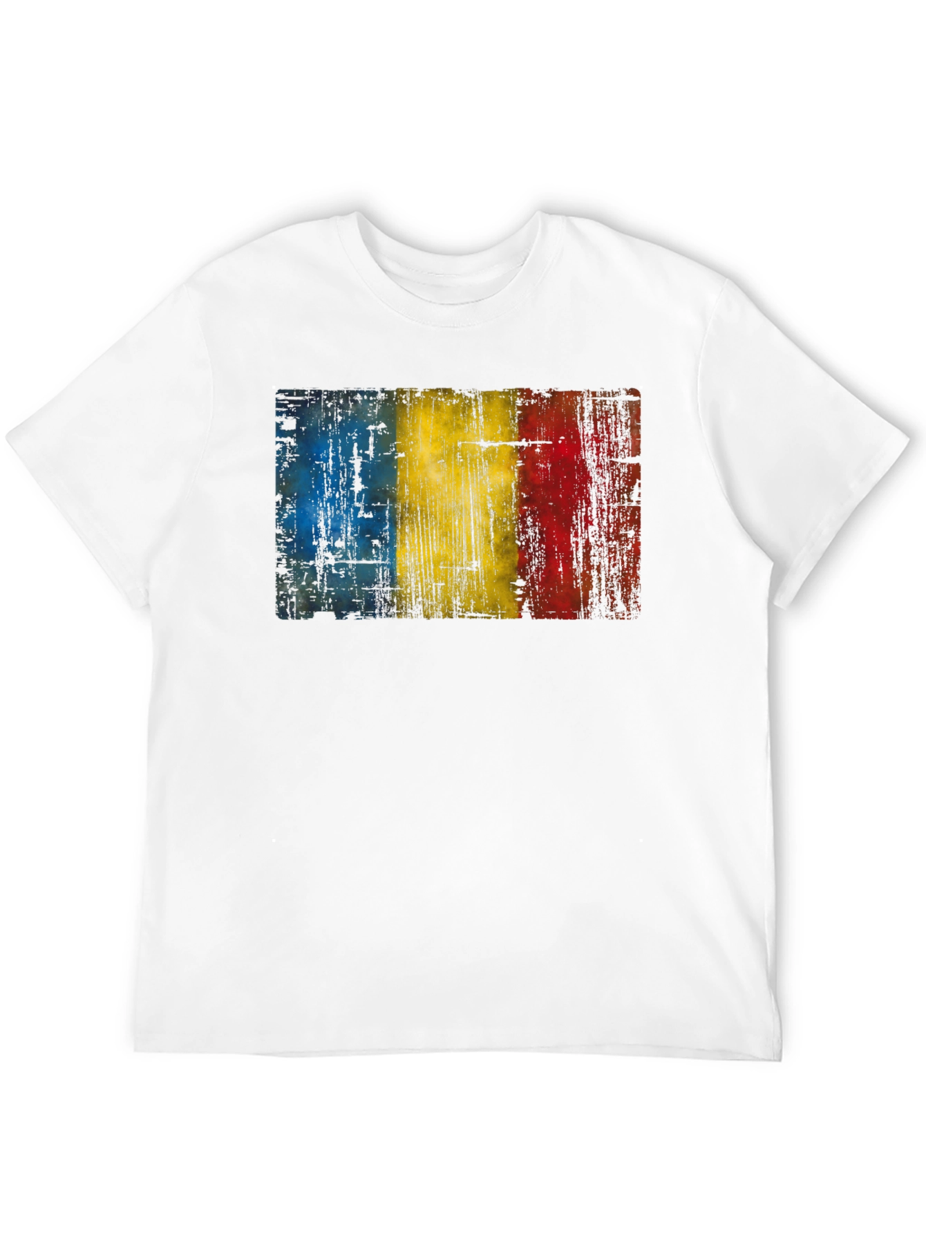 Black Romania Flag Distressed Black T-Shirt view 12