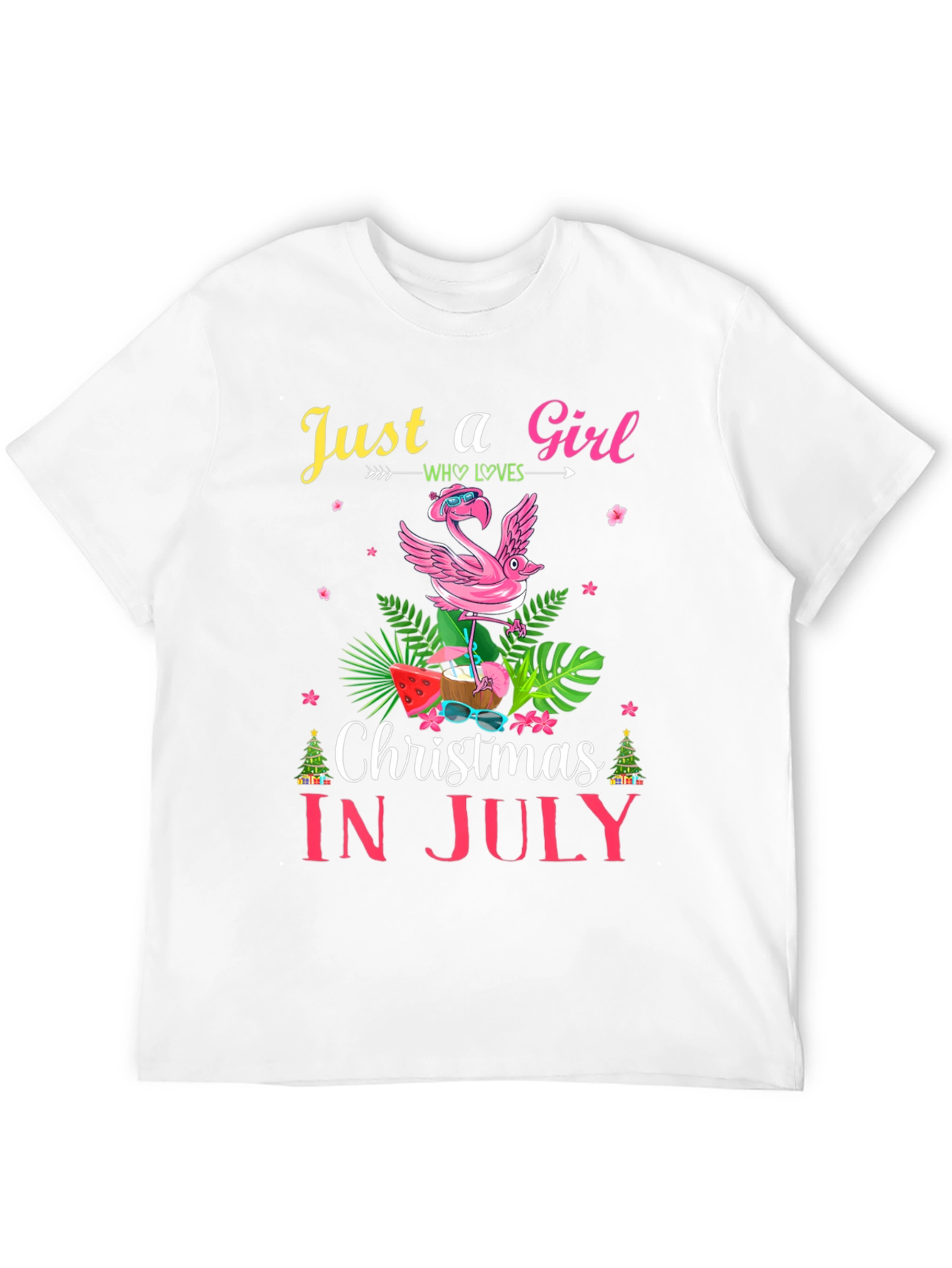 Black Christmas in July Flamingo T-Shirt view 12