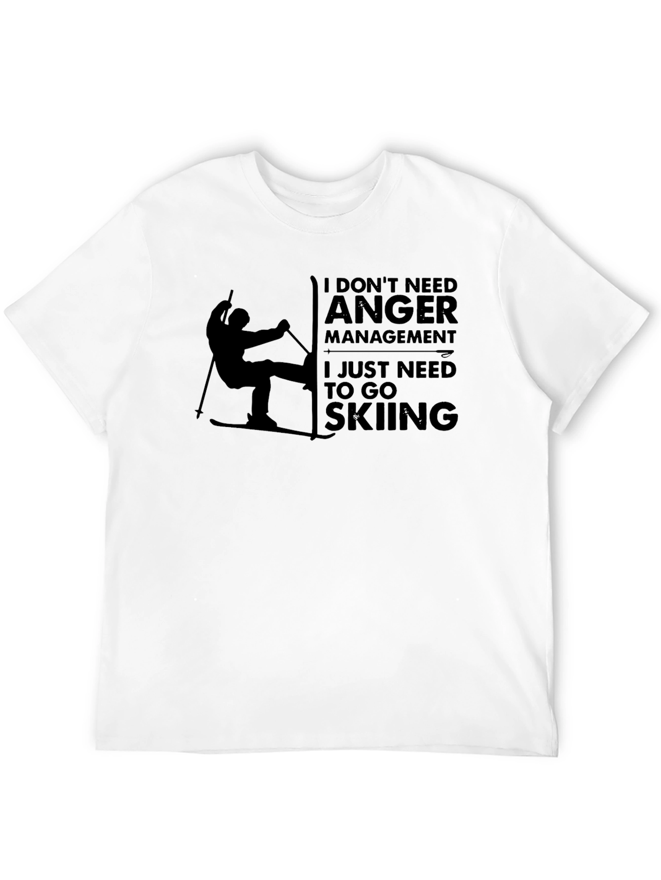 Black Funny Skiing T-Shirt: I Don't Need Anger Management view 12