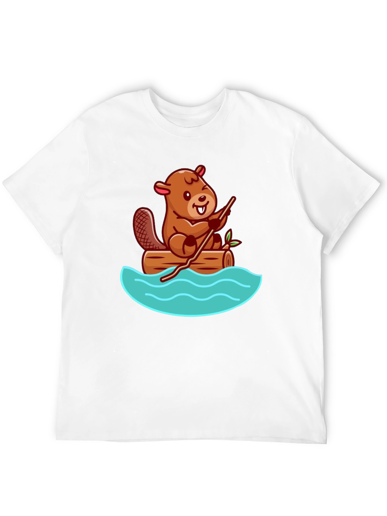 Black Beaver on Log Cartoon T-Shirt - Unisex Crew Neck view 12