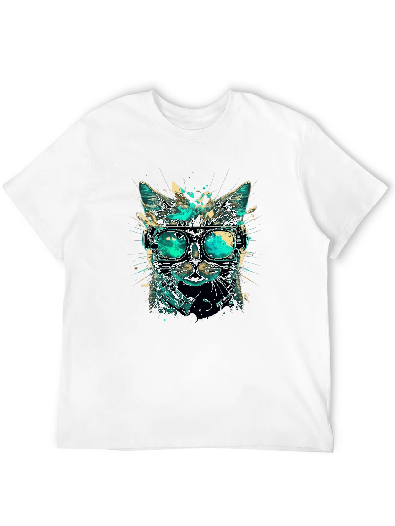 Black Cool Cat T-Shirt with Goggles view 12