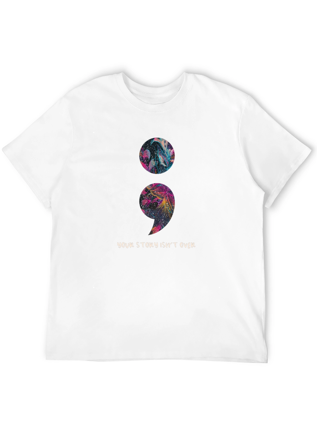 Black Semicolon Story Tee - Floral Mental Health Awareness Shirt view 12