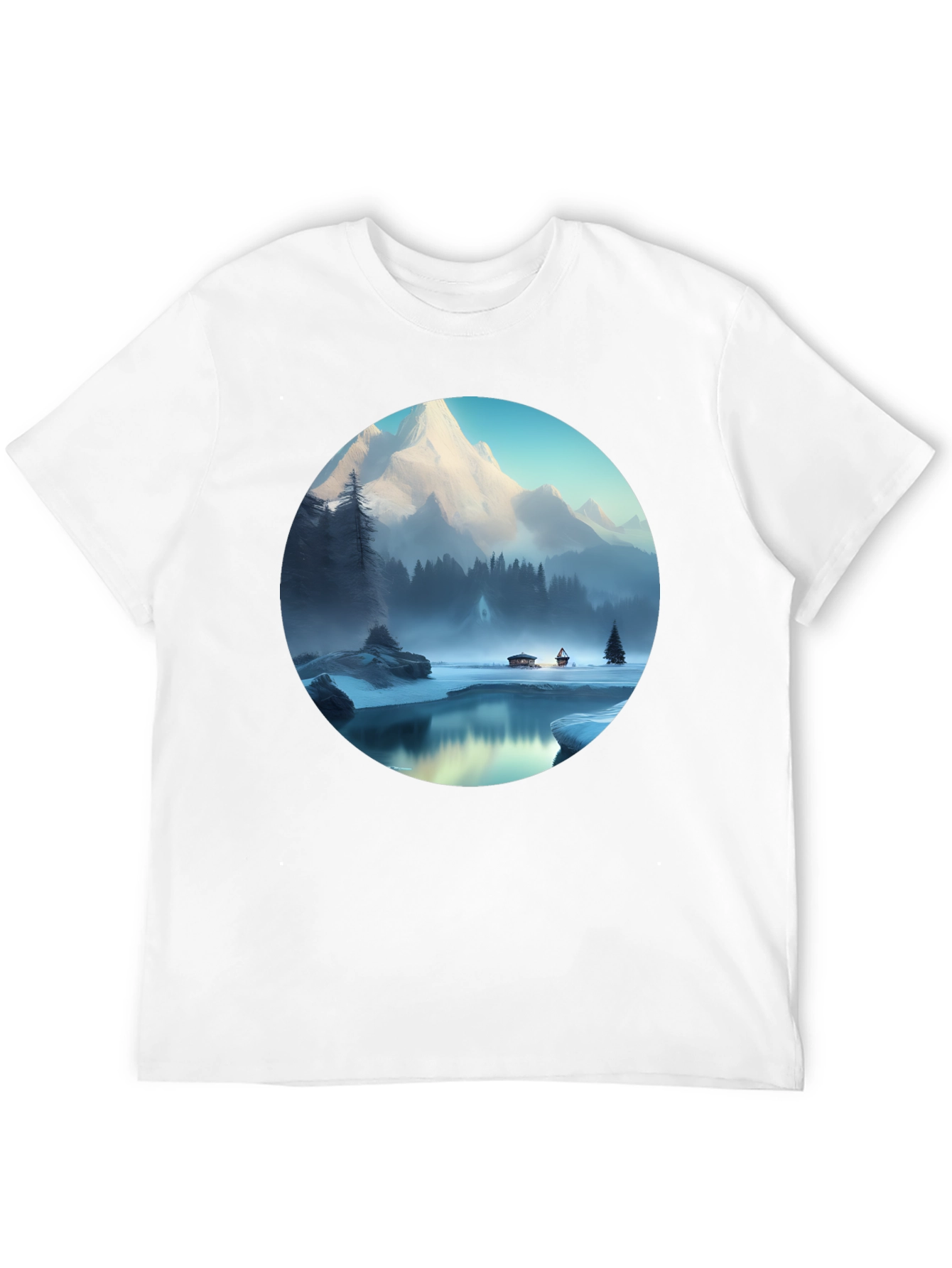 Black Mountain Lake Graphic Tee - Black Cotton Blend T-Shirt view 12