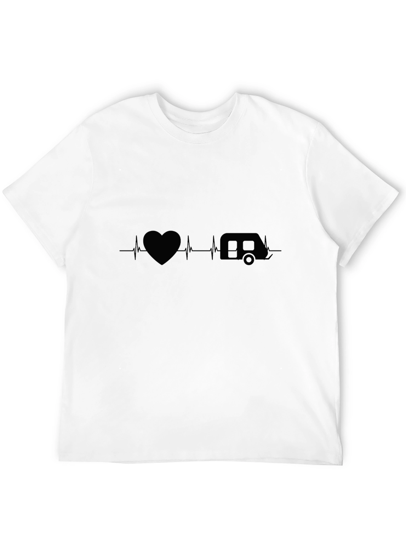Black Camping Heartbeat T-Shirt - Black Cotton Tee view 12